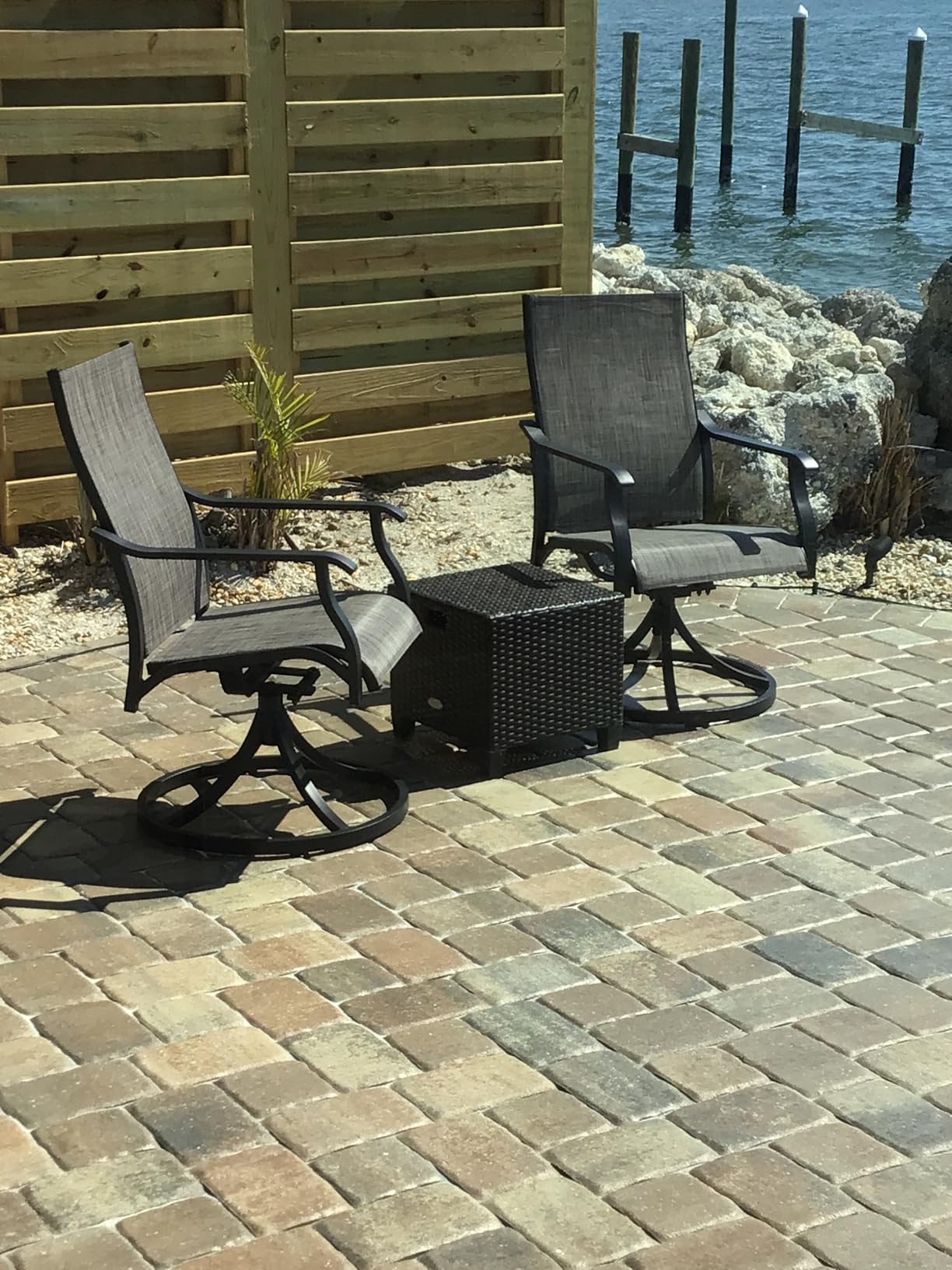 NUU GARDEN Swivel Patio Chair Set of 2, All-Weather Textilene Outdoor Dining Chairs with High Back, Outdoor Dining Chair Set for Lawn Porch Balcony Outside, Grayish Brown customer photo 2