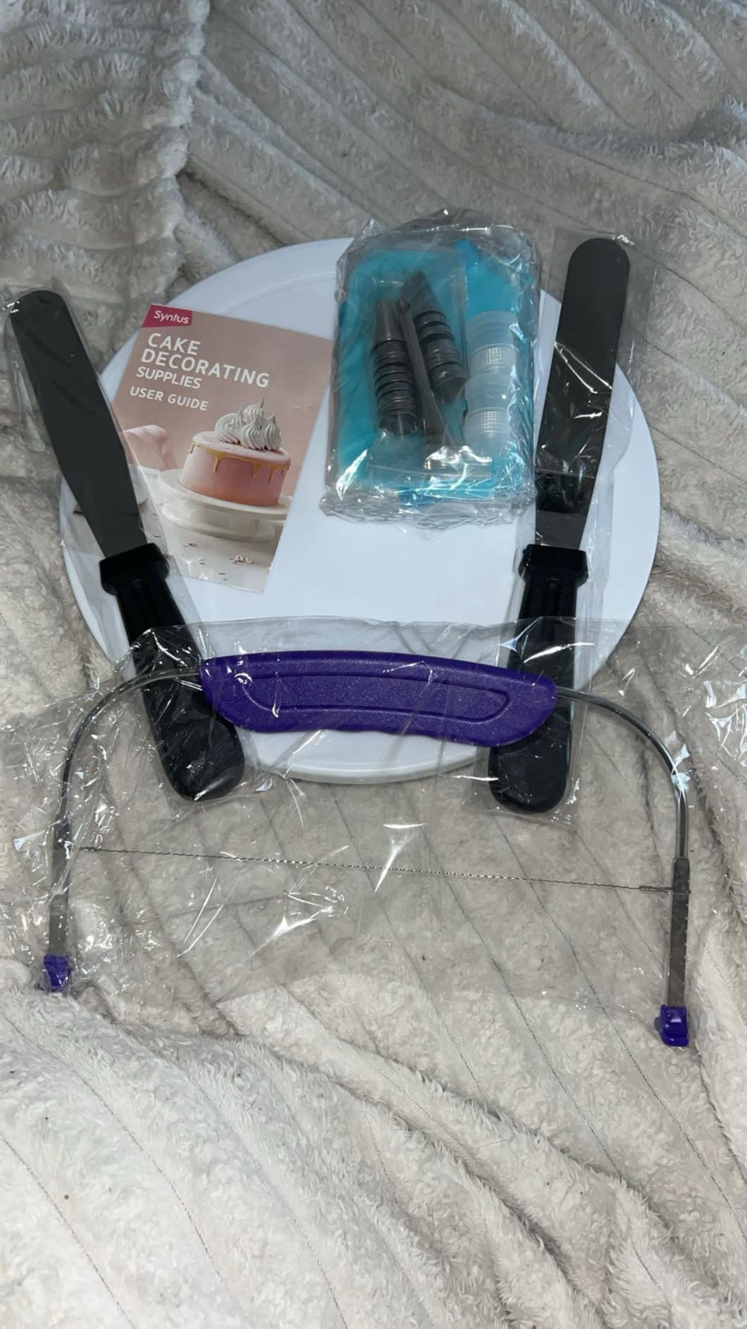 Syntus 65 PCs Cake Decorating Kit with Cake Stand Turntable, Cake Baking Supplies 30+1 Piping Bags, 24 Piping Tips, Offset & Straight Spatulas, 3 Scrapers, Leveler, 2 Couplers & 1 Tips Brush customer photo 1