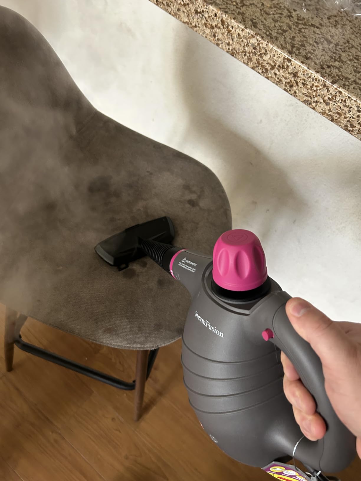 Pressurized Handheld Steam Cleaner with 10pcs Accessories&Safety Lock, Multi-Purpose Natural Deep Cleaning Steamer, Multi-Surface Steamer for Cleaning Home, Car, Upholstery, Grout and More customer photo 2