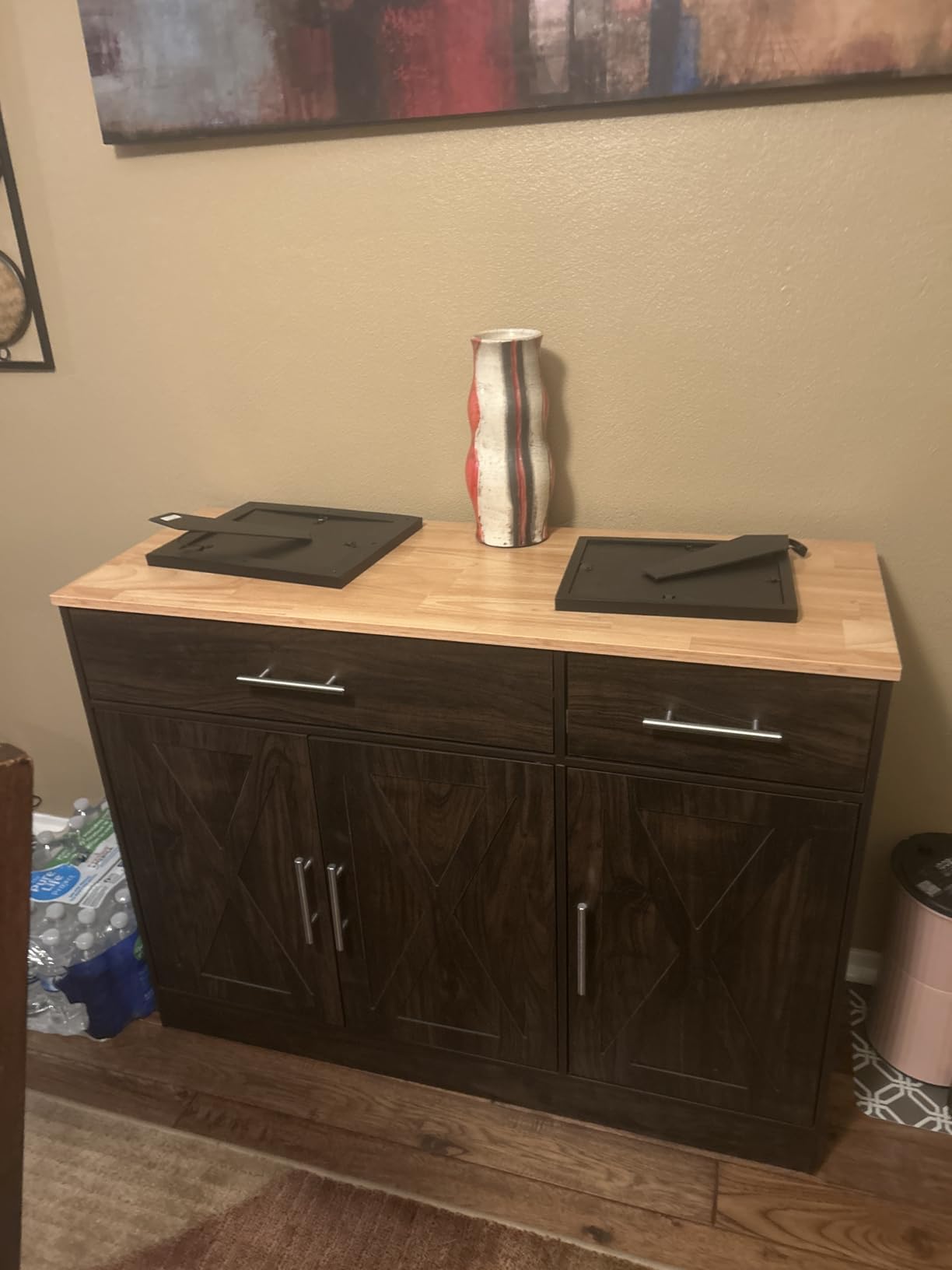 Shintenchi Modern Farmhouse Sideboard Buffet Cabinet with Storage with 3 Doors,42