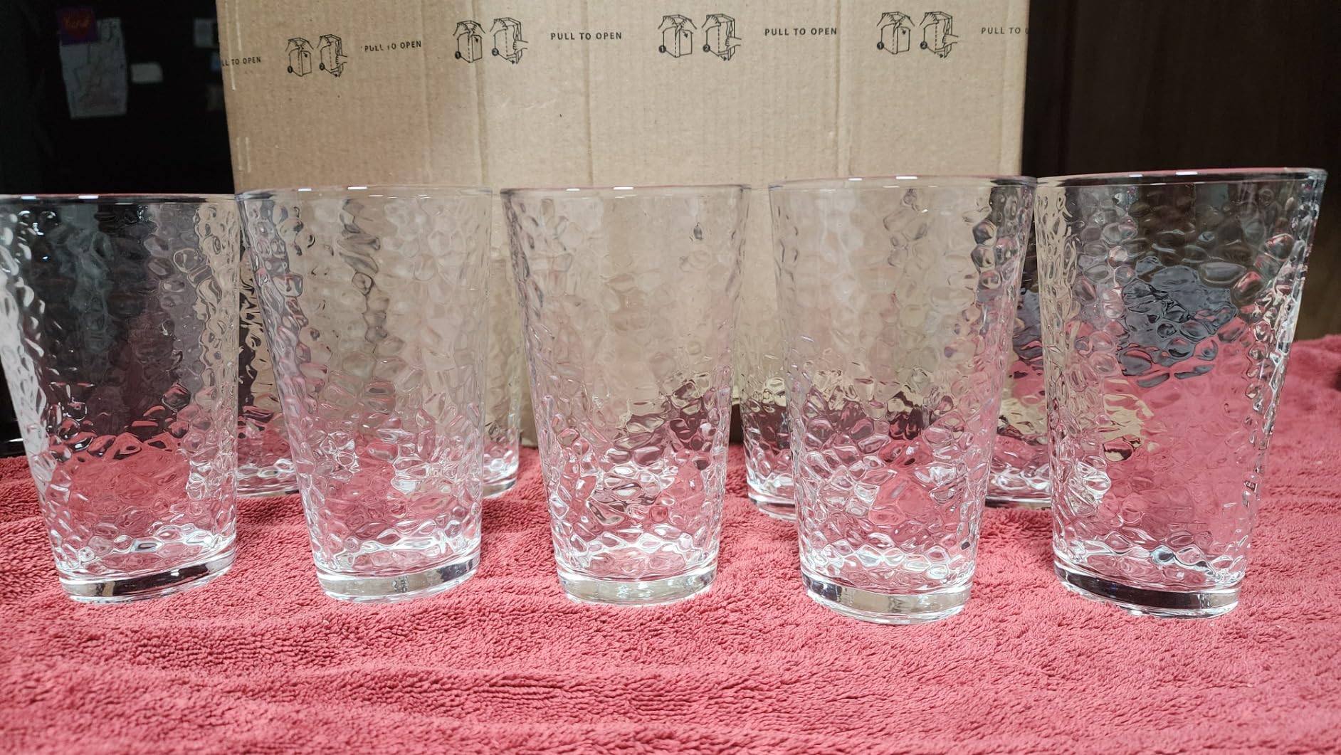 Set of 10 Hammered Glass Cups, 16oz. Dishwasher Safe Cocktail Drinking Glasses - Clear Heavy Base Stemmed Water Glasses, Tall Beer Glasses, Bar Glass, Juice, Iced Tea, Margarita, & Everyday Drinks customer photo 1