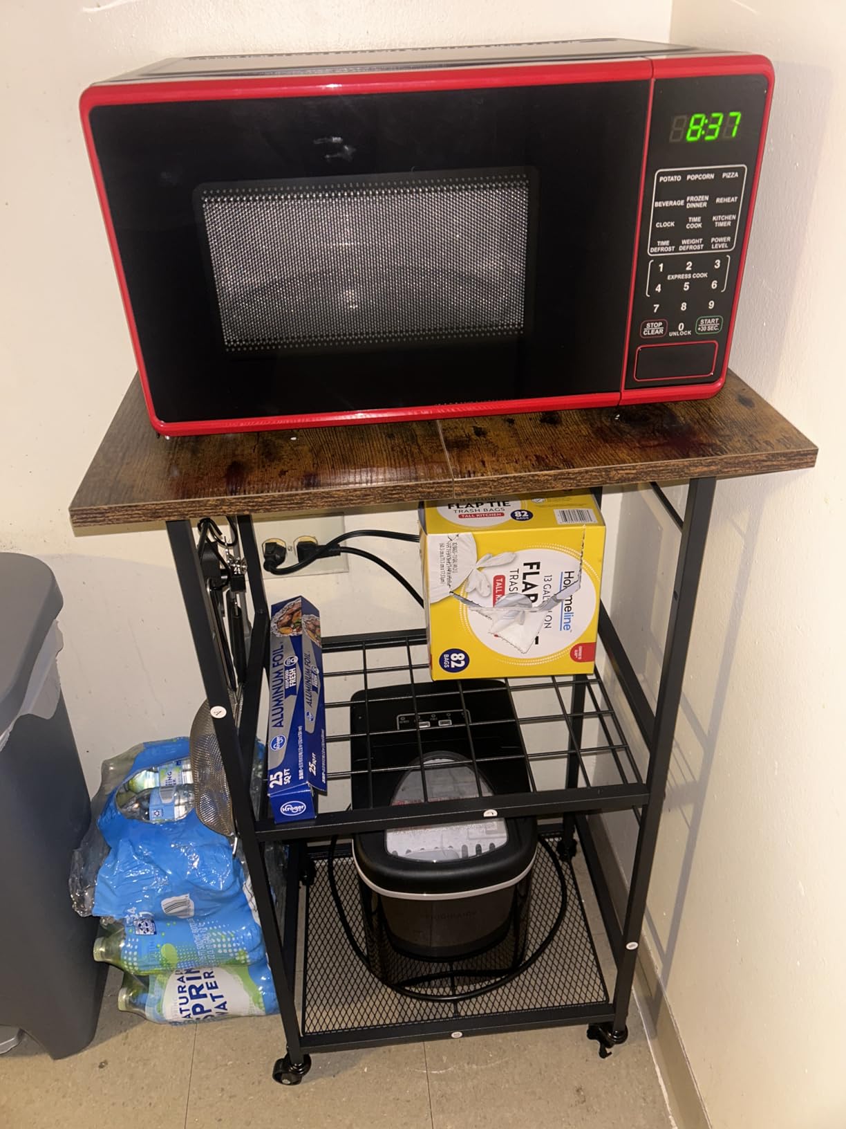 Rolling Kitchen Microwave Cart, 3 Tier Microwave Table Stand with Adjustable Shelf, Kitchen Storage Rack on Wheels, Coffee Station Cart Rack Shelf Organizer for Living Room Office, Balcony customer photo 1