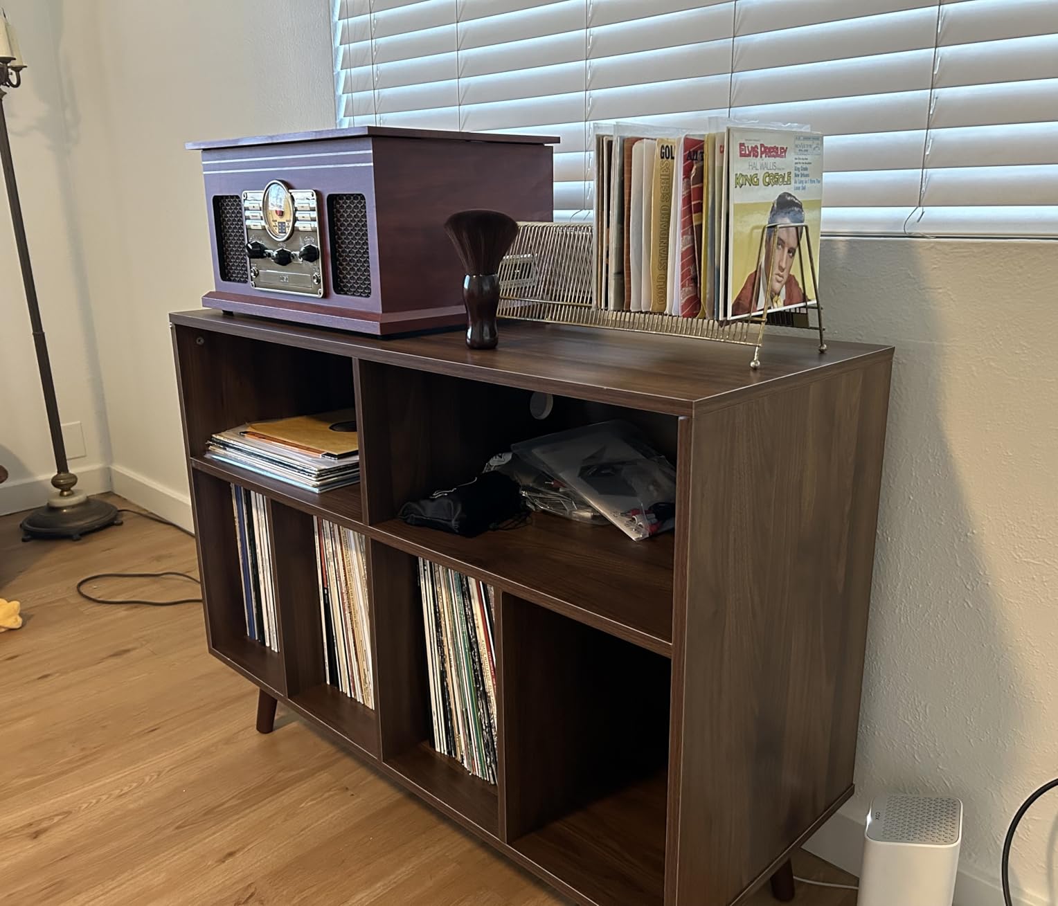 Cozy Castle Record Player Stand with Vinyl Storage Cabinet, Wood Turntable Table Open Shelf Holder Up to 350 Albums Cube Storage Organizer for Living Room, Office, Rustic Brown customer photo 1