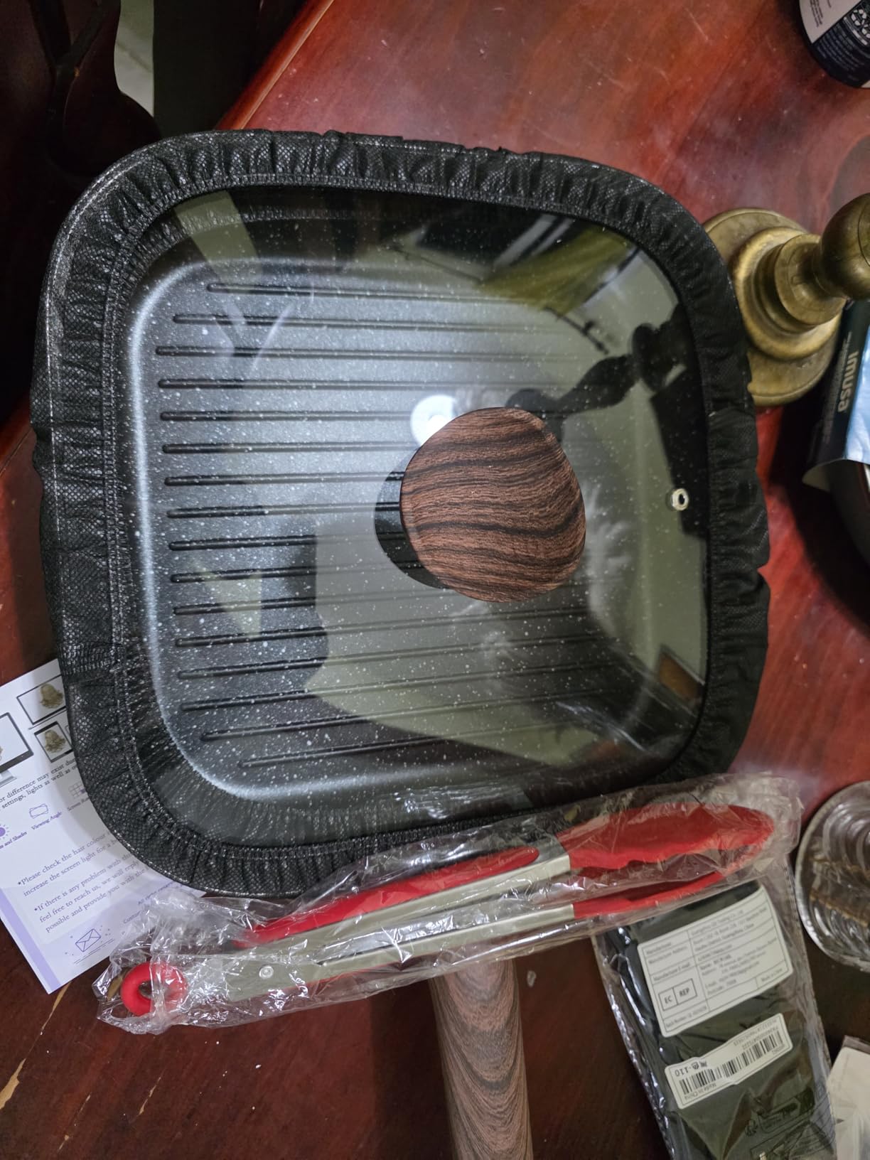 Kordisen Nonstick Grilling Pan with Lid for Stove Tops, 11 Inch Square Grill Pan for Indoor Cooking, Granite Coating Grill Skillet with Pour Spouts, Versatile Griddle, Induction Steak Pan, PFOA Free customer photo 1