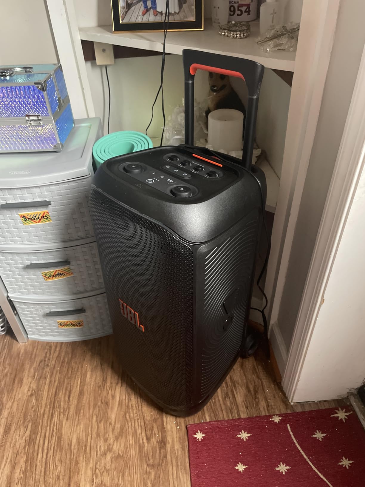 JBL PartyBox Stage 320 Portable Party Speaker with Wireless Two Microphone System (Black) customer photo 1