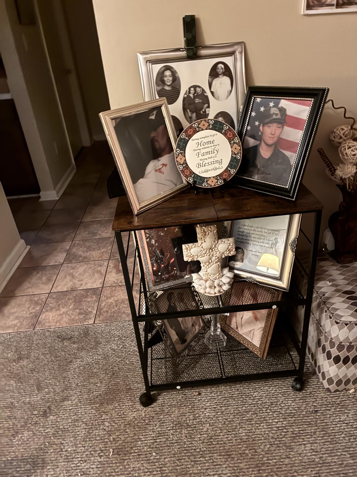 Rolling Kitchen Microwave Cart, 3 Tier Microwave Table Stand with Storage, Kitchen Utility Cart on Lockable Wheels, Small Coffee Cart Shelf Rack Organizer for Living Room Office, Balcony customer photo 2