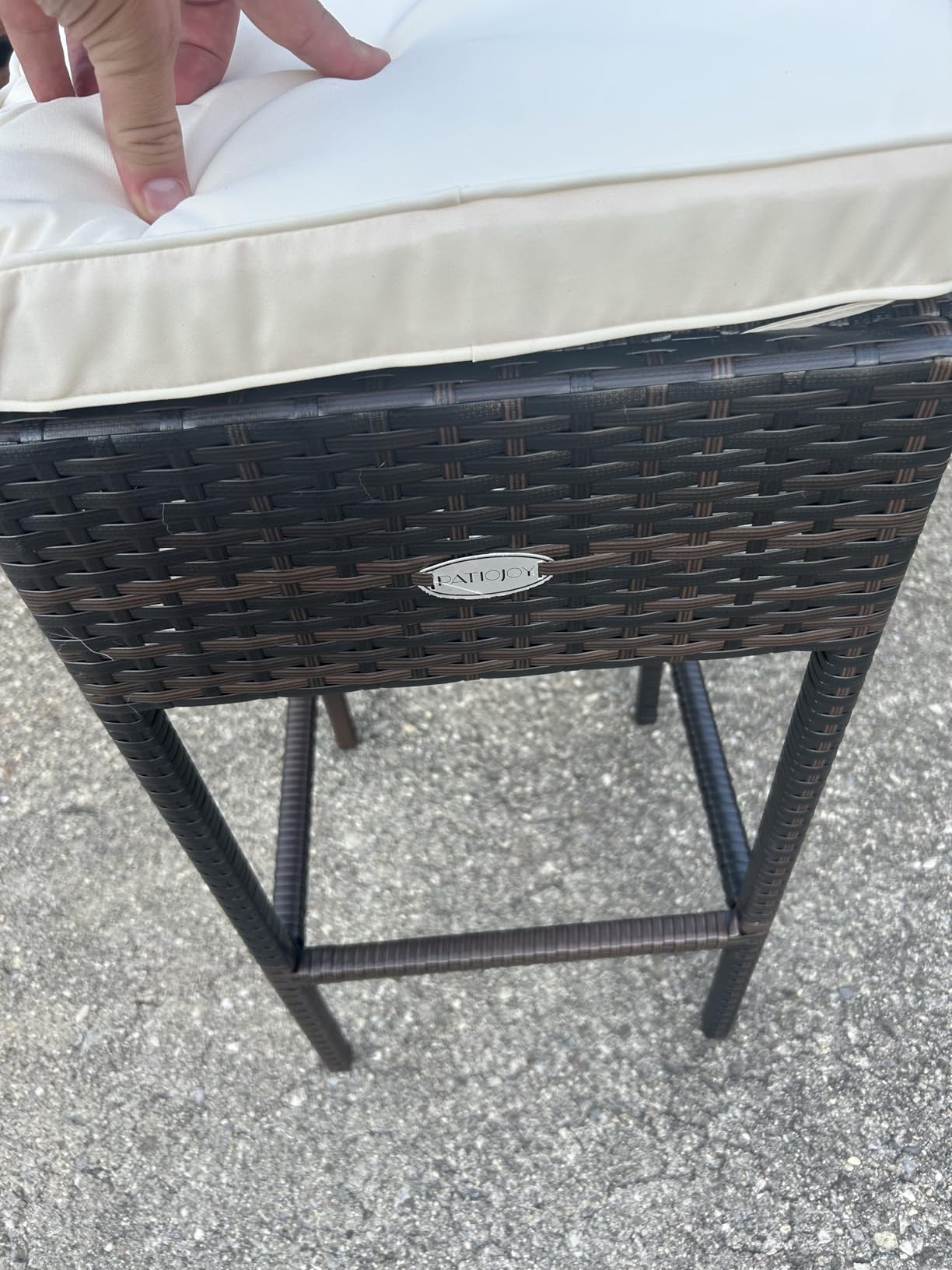 Tangkula 3 Piece Patio Bar Set, Outdoor Rattan Bar Table and 2 Stools with Tempered Glass Tabletop, 2-Tier Storage, Removable Cushions, Outside Wicker Conversation Set customer photo 2