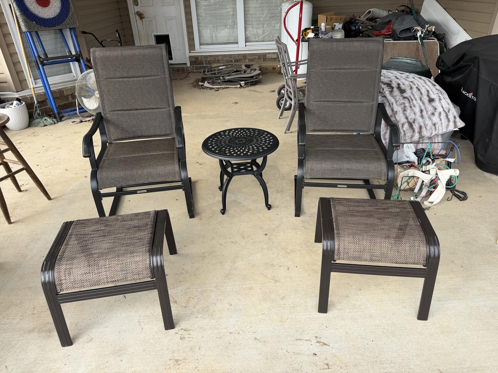 NUU GARDEN Patio Dining Chairs Set of 4, All Weather Outdoor Padded Textilene Patio Chairs, Breathable Spring Motion Textile High Back Outdoor Dining Chairs for Backyard, Lawn, Deck, Brown customer photo 1