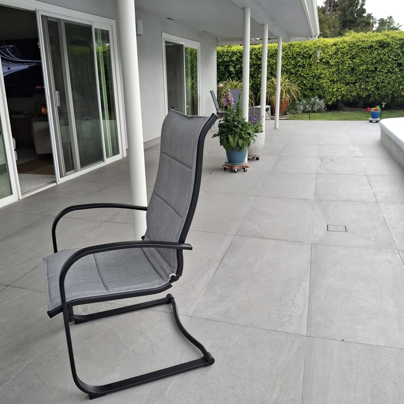 NUU GARDEN Patio Dining Chairs Set of 4, All Weather Outdoor Padded Textilene Patio Chairs, Breathable Spring Motion Textile High Back Outdoor Dining Chairs for Backyard, Lawn, Deck, Brown customer photo 2