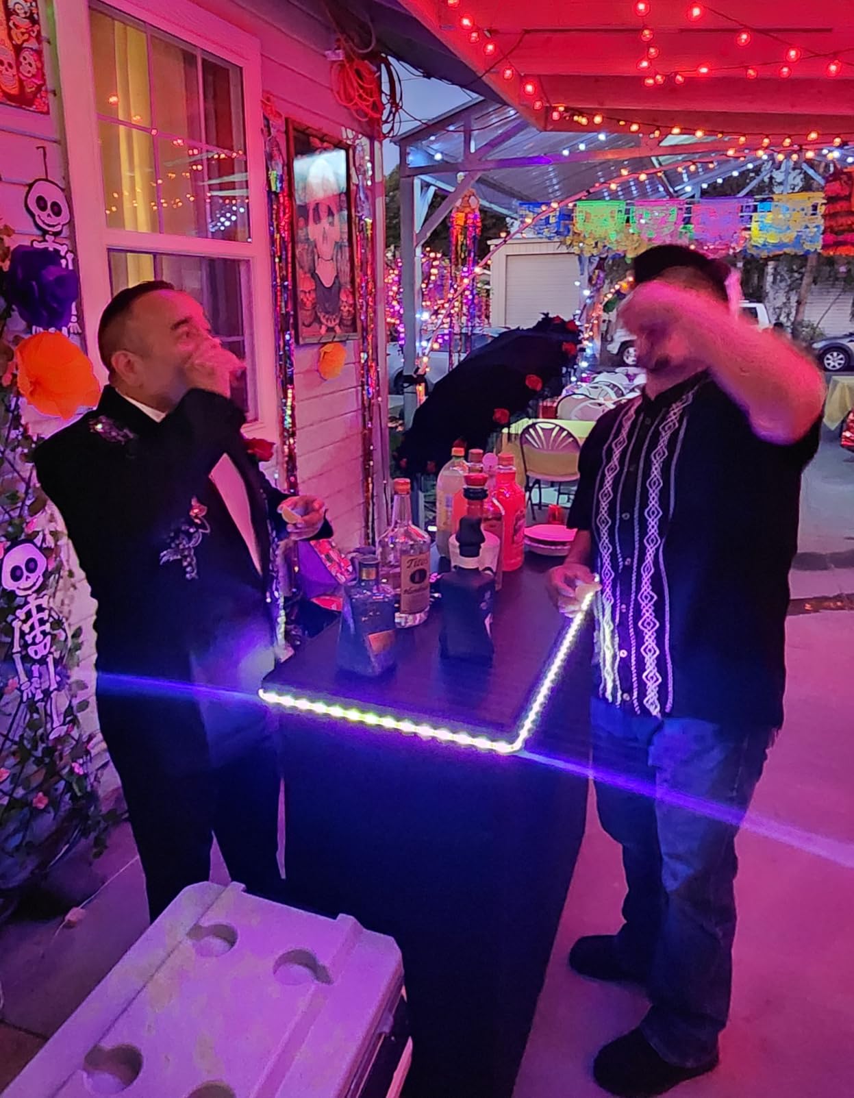 PartyLife New & Improved Portable Bar Table w/LED Lights, Wireless Remote, Folding Legs, 2 Bar Skirts, Heavy-Duty Storage Shelf & Carrying Case - Black customer photo 2