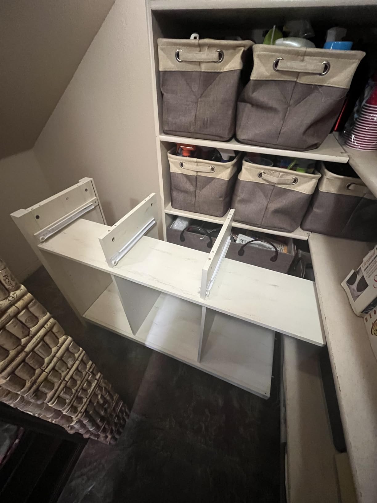 VASAGLE LIRY Collection - Buffet Cabinet, Coffee Bar Cabinet with 2 Drawers, Adjustable Shelves, Sideboard Storage with Cable Holes, Drawer Dividers, Rustic White and Honey Brown UBBK381W01 customer photo 2