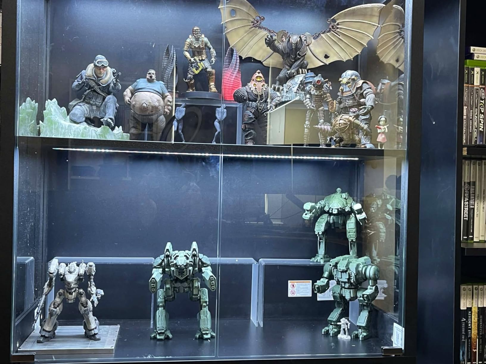 Display Cabinet with Glass Doors, 4-Tier Curio Cabinet with 3 Color Lights for Collectibles, Glass Display Case with Human Body Sensor, Bookcase with 4 Shelves, Storage Cabinets, Black customer photo 2