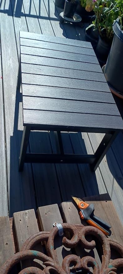 SERWALL Outdoor Coffee Table, HDPE Patio Coffee Table for Outside, Rectangle, Black customer photo 1