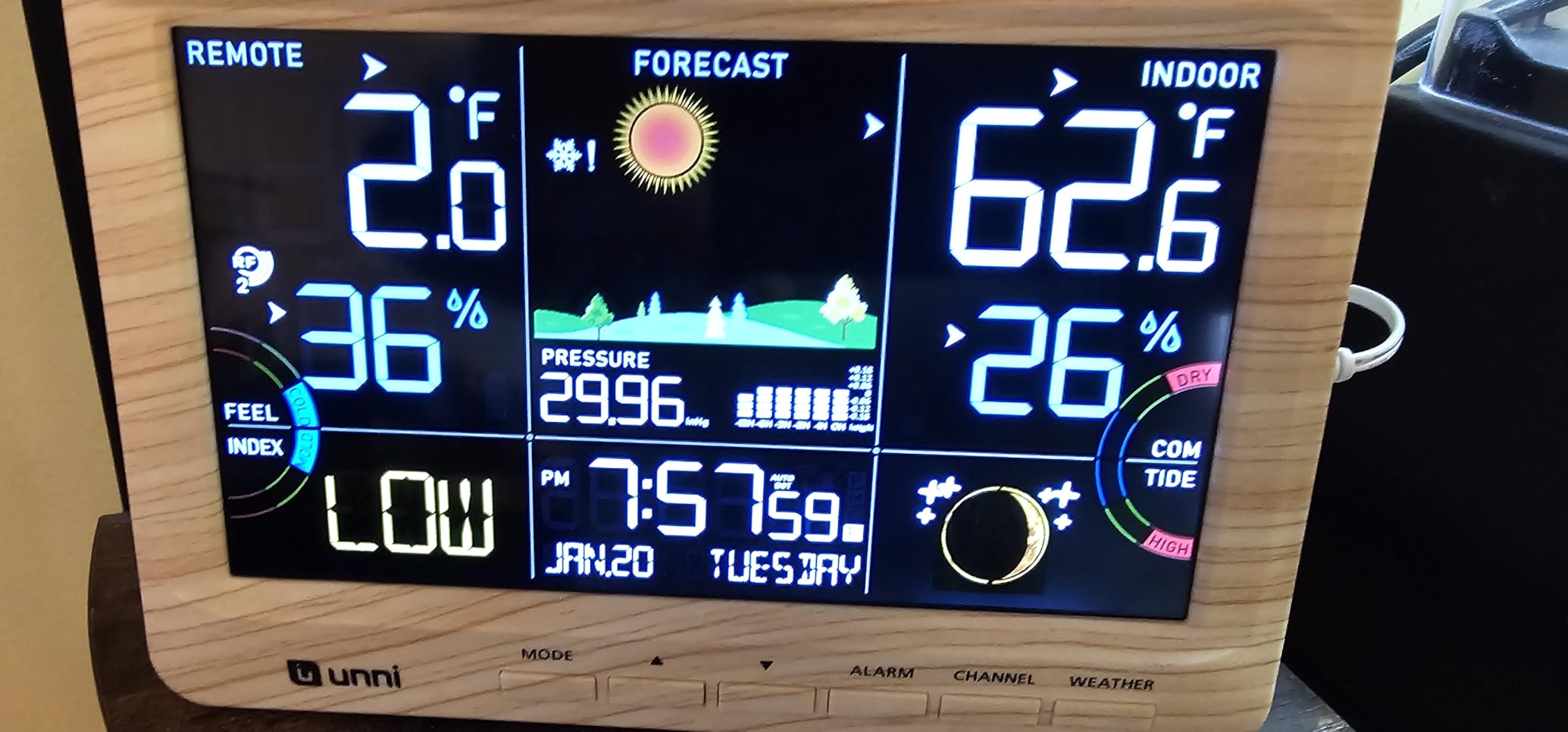 Weather Station Indoor Outdoor Thermometer Wireless, Home Atomic Clock with Large Constant Display, Inside Outside Temperature Humidity Monitor, Dew Heat Point, Barometer Grey customer photo 1