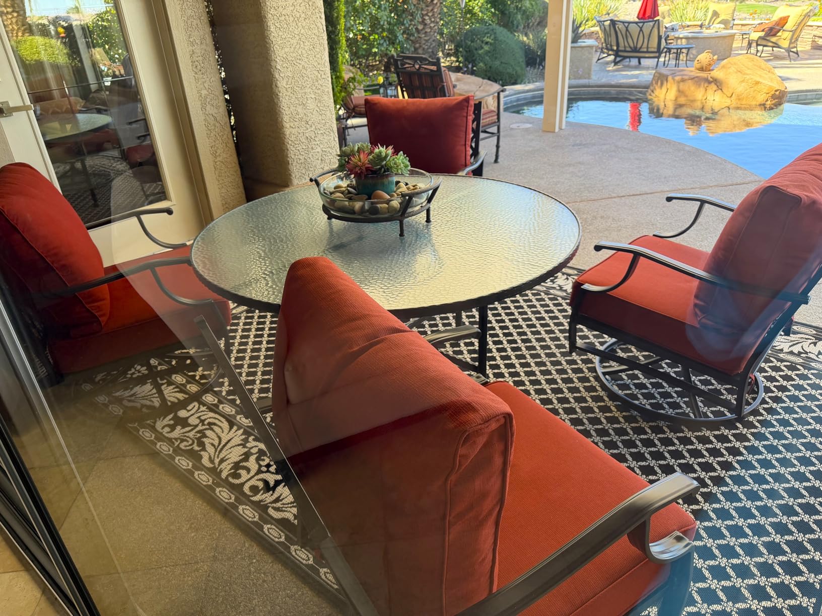 Swivel Patio Chairs Set of 2, High Back Outdoor Swivel Patio Metal Chairs with 5.75