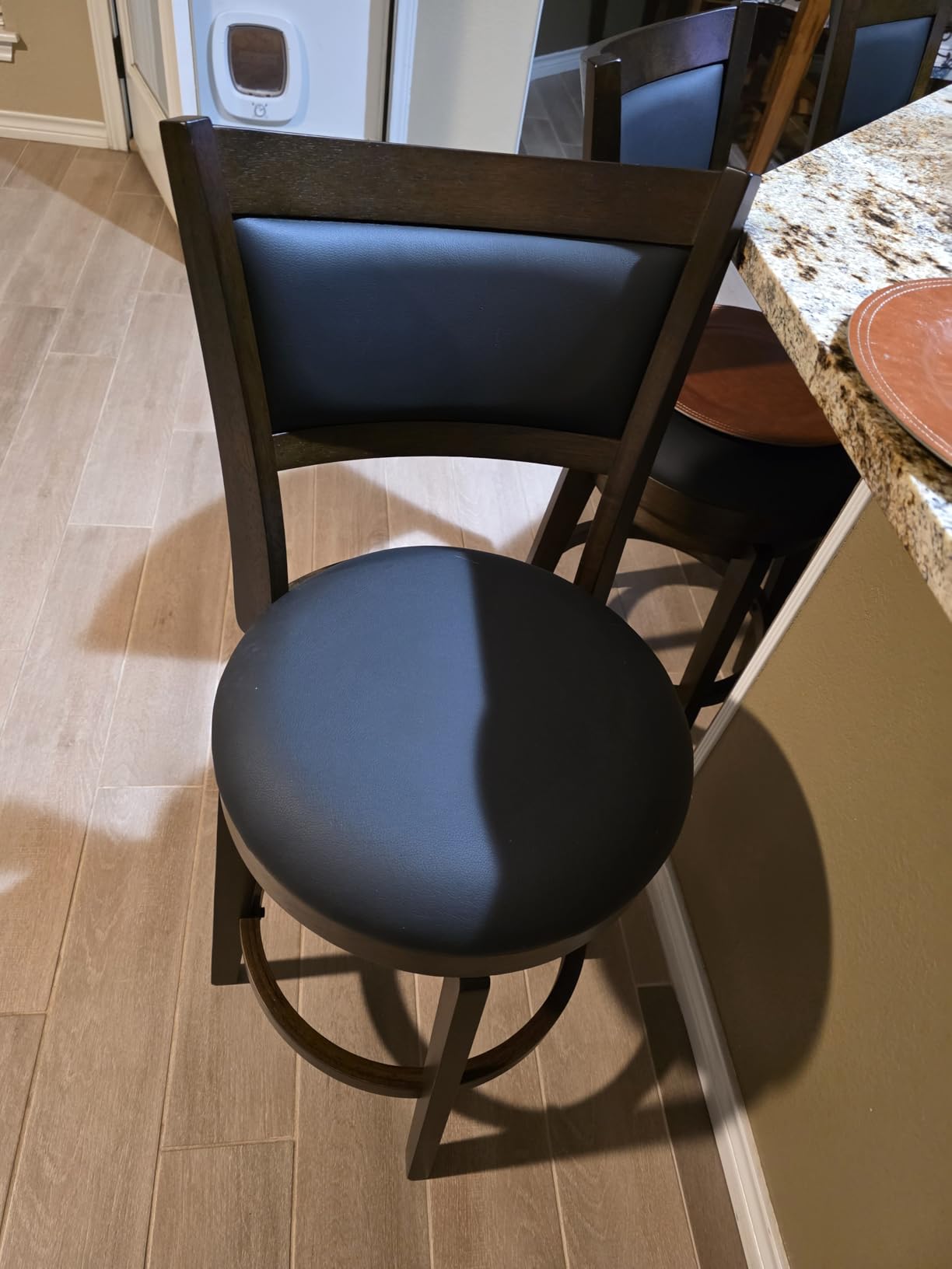 PrimeZone Swivel Bar Stools Set of 2, 24 Inch Counter Height Barstools, Black Faux Leather Bar Stool with High Backrest & Solid Wood Legs & Wrap-around Footrest, Counter Stools for Kitchen Island, Pub customer photo 1