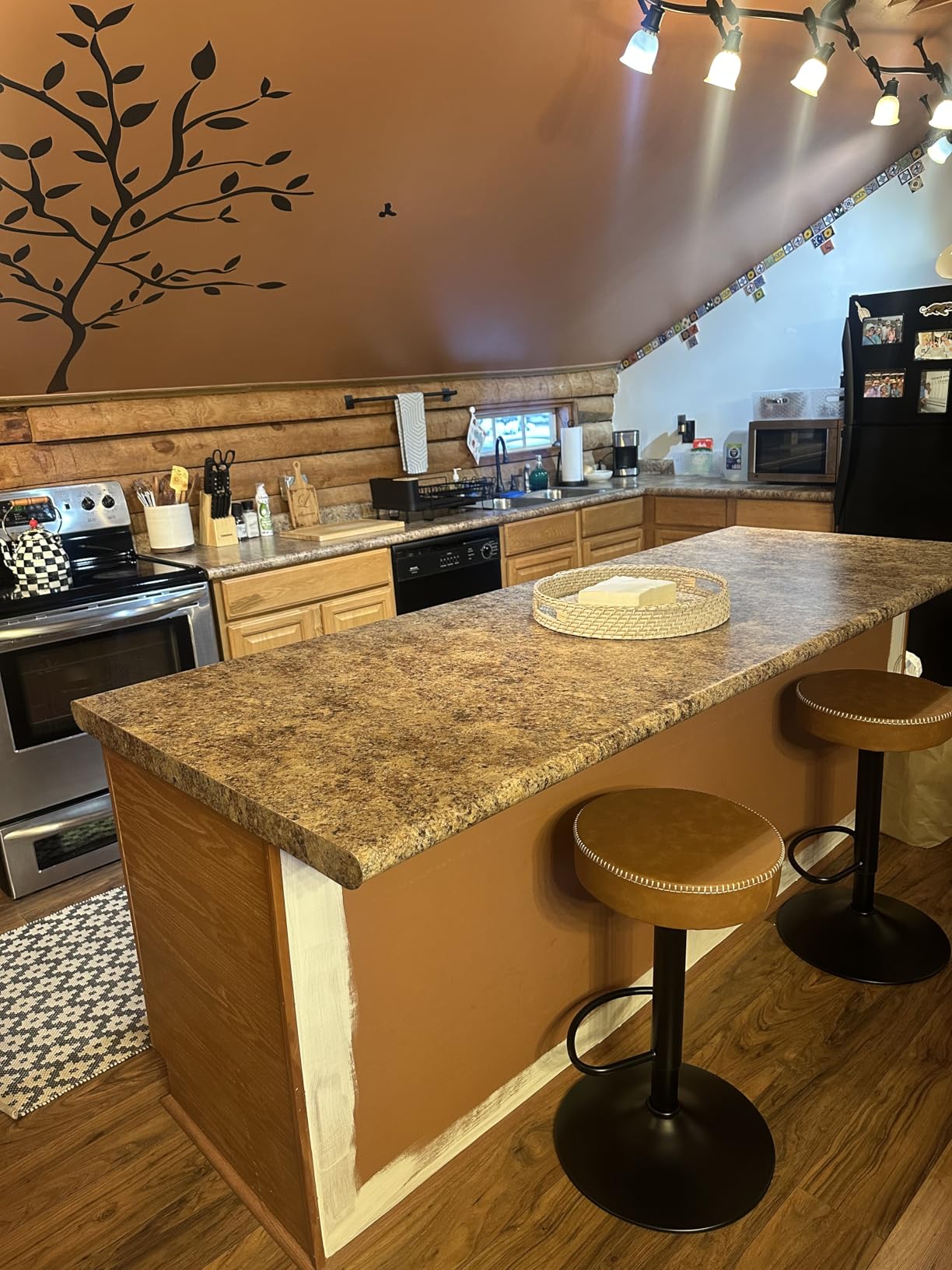 Tall Bar Stools Set of 2 Modern Microfiber Leather Bar Height Stools with Round Seat 360 Swivel Backless Counter Stools Adjustable Barstools for Kitchen Island Pub Brown(24-33 Inch,330lbs) customer photo 2