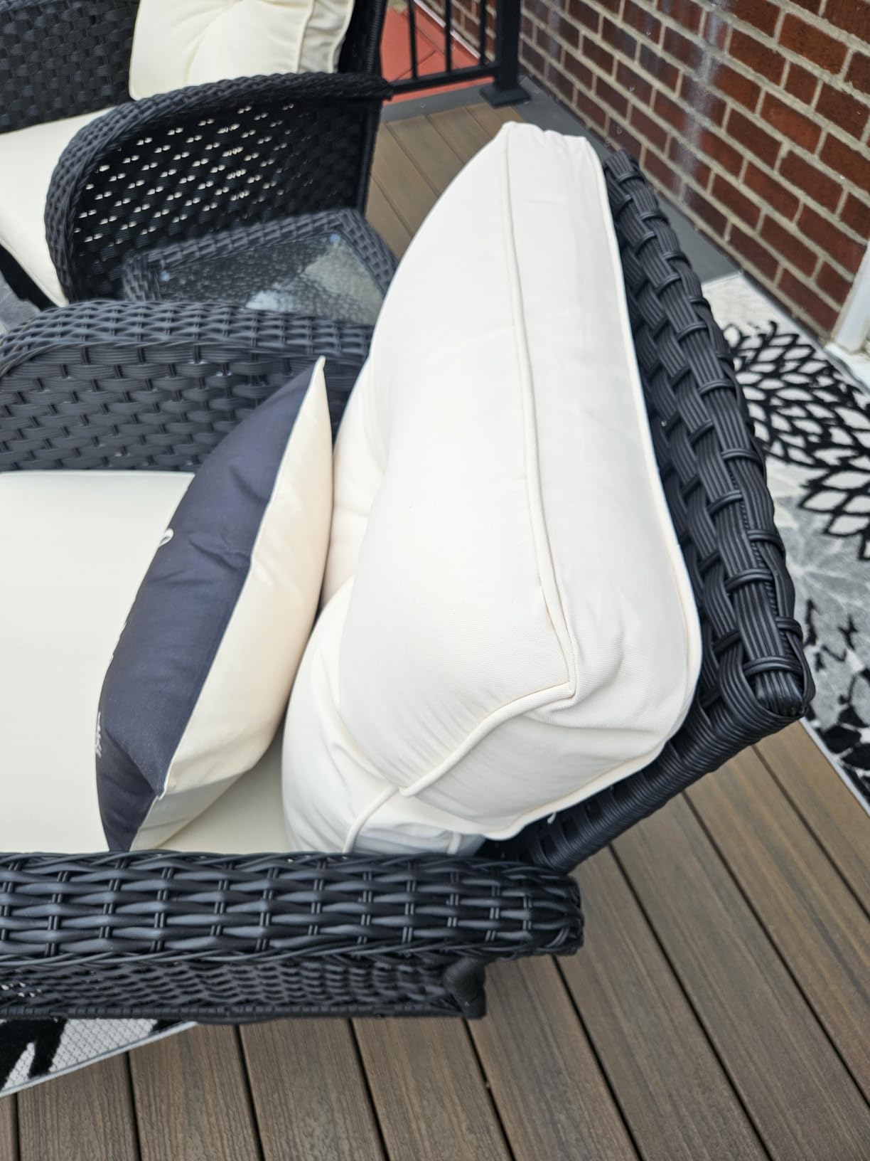 LayinSun 10 Pieces Outdoor Patio Furniture Set with Fire Pit Table, Rattan Wicker Sectional Swivel Rocker Chairs Sets customer photo 1