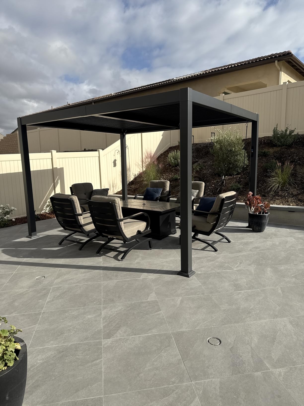 PURPLE LEAF LED Louvered Pergola 92KS 11.5' x 17.5' with Integrated Strip Lights Aluminum Independent Adjustable Rainproof Roof Hardtop Gazebo for Patio Deck Garden Yard Gray customer photo 1
