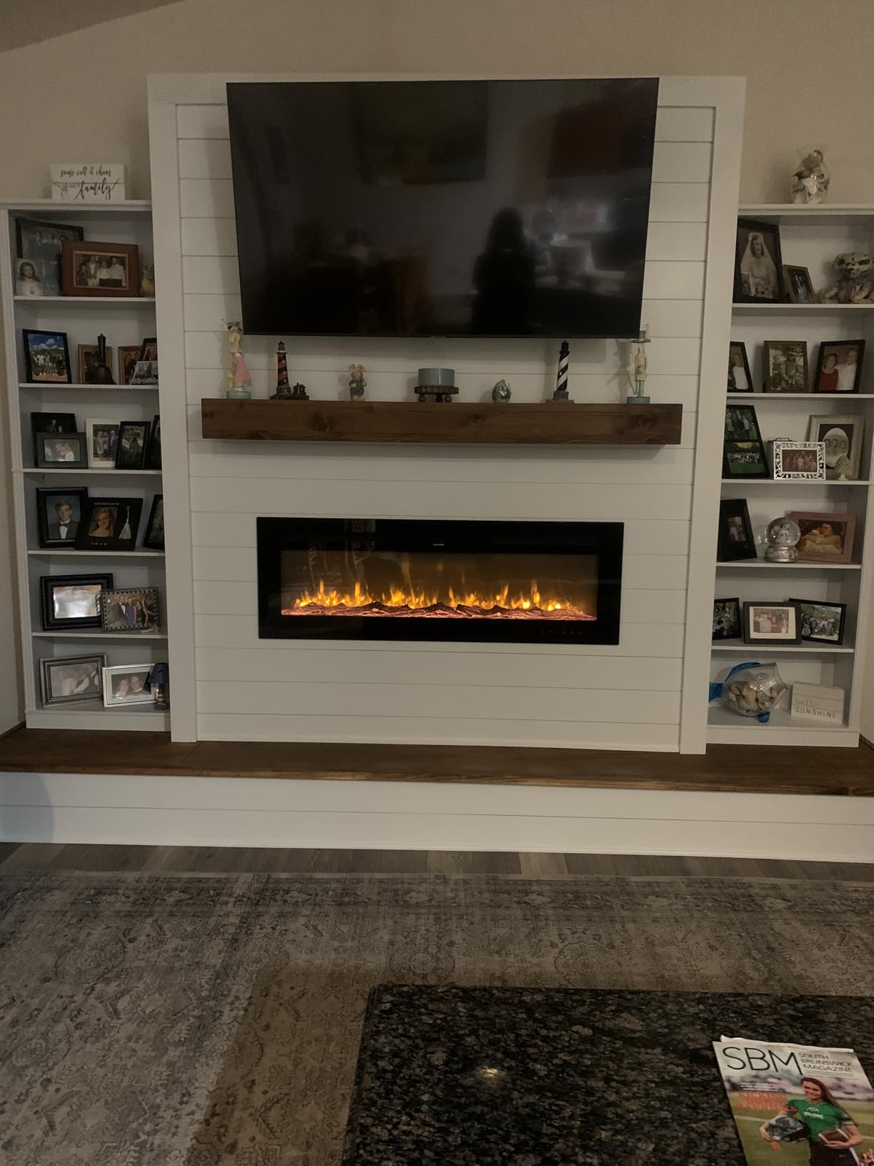 EUHOMY 50 Inch Electric Fireplace Wall Recessed and Wall Mounted with Adjustable Flame Color, Fireplace Heater with Remote Control, Linear Fireplace with Timer, Touch Screen, Log & Crystal, 750/1500W customer photo 1