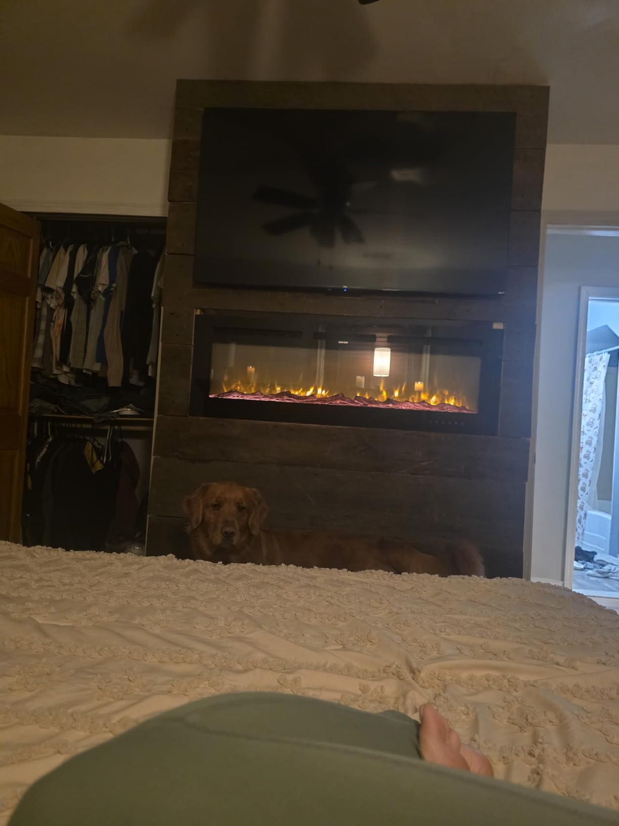 EUHOMY 50 Inch Electric Fireplace Wall Recessed and Wall Mounted with Adjustable Flame Color, Fireplace Heater with Remote Control, Linear Fireplace with Timer, Touch Screen, Log & Crystal, 750/1500W customer photo 2