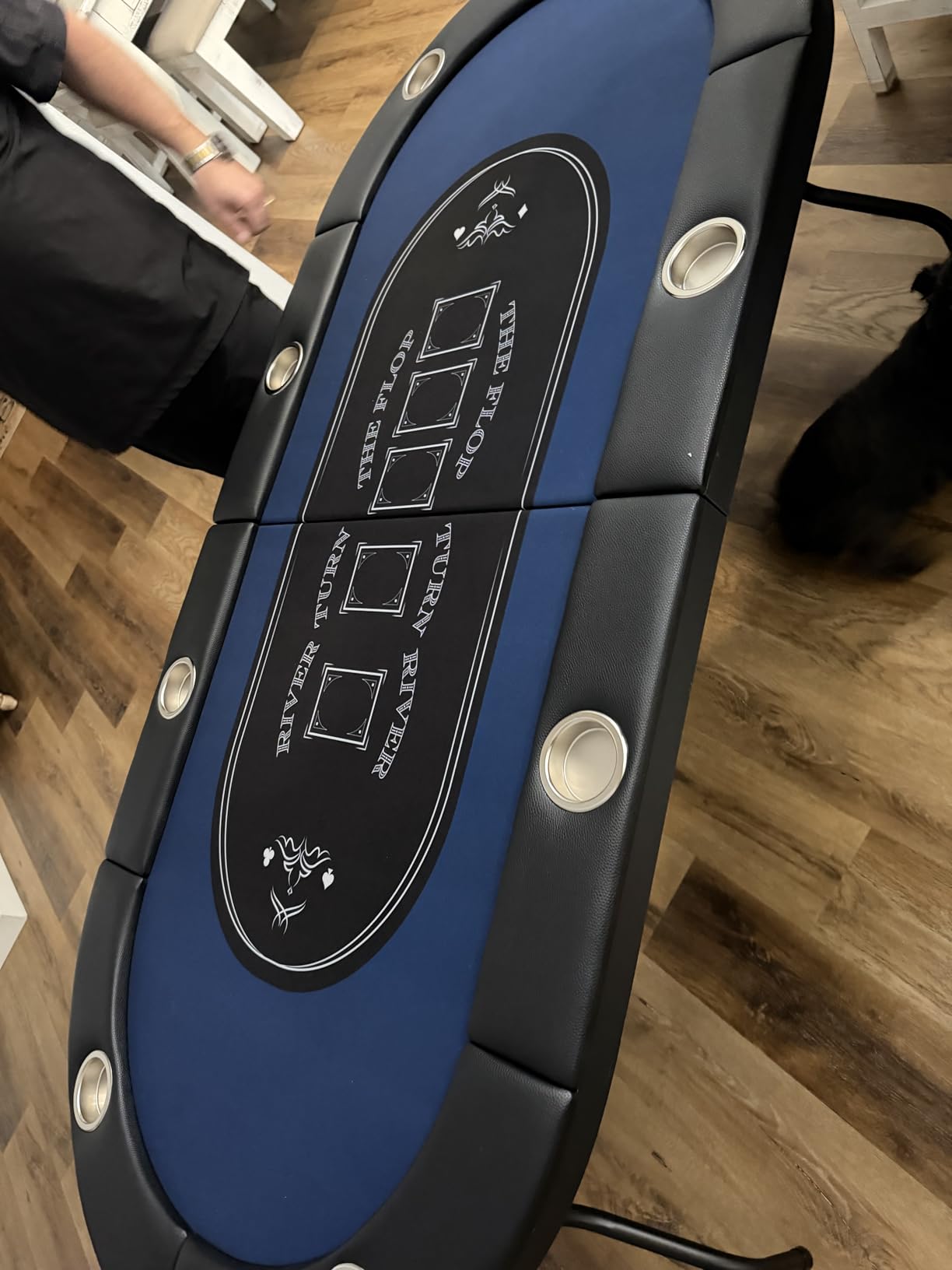 VEVOR 8 Player Poker Table Foldable, Portable Folding Card Board Game Table, Casino Leisure Table, Blackjack Texas Holdem Table with Padded Rails and Stainless Steel Cup Holders,Blue (72 in) customer photo 1