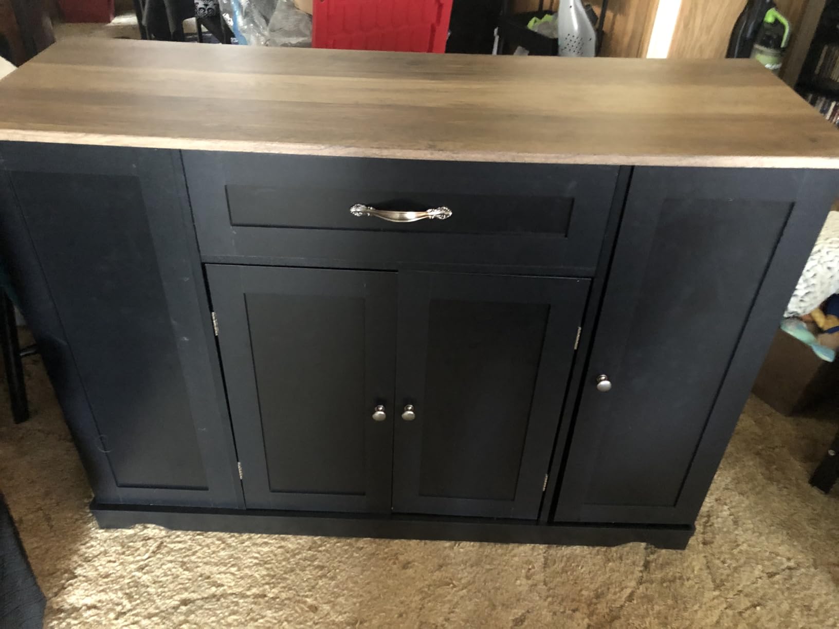 HOSTACK Kitchen Island Cart with Storage, 47'' Kitchen Storage Island on Wheels with 2 Drawers, Rolling Island Table with Adjustable Shelves customer photo 1