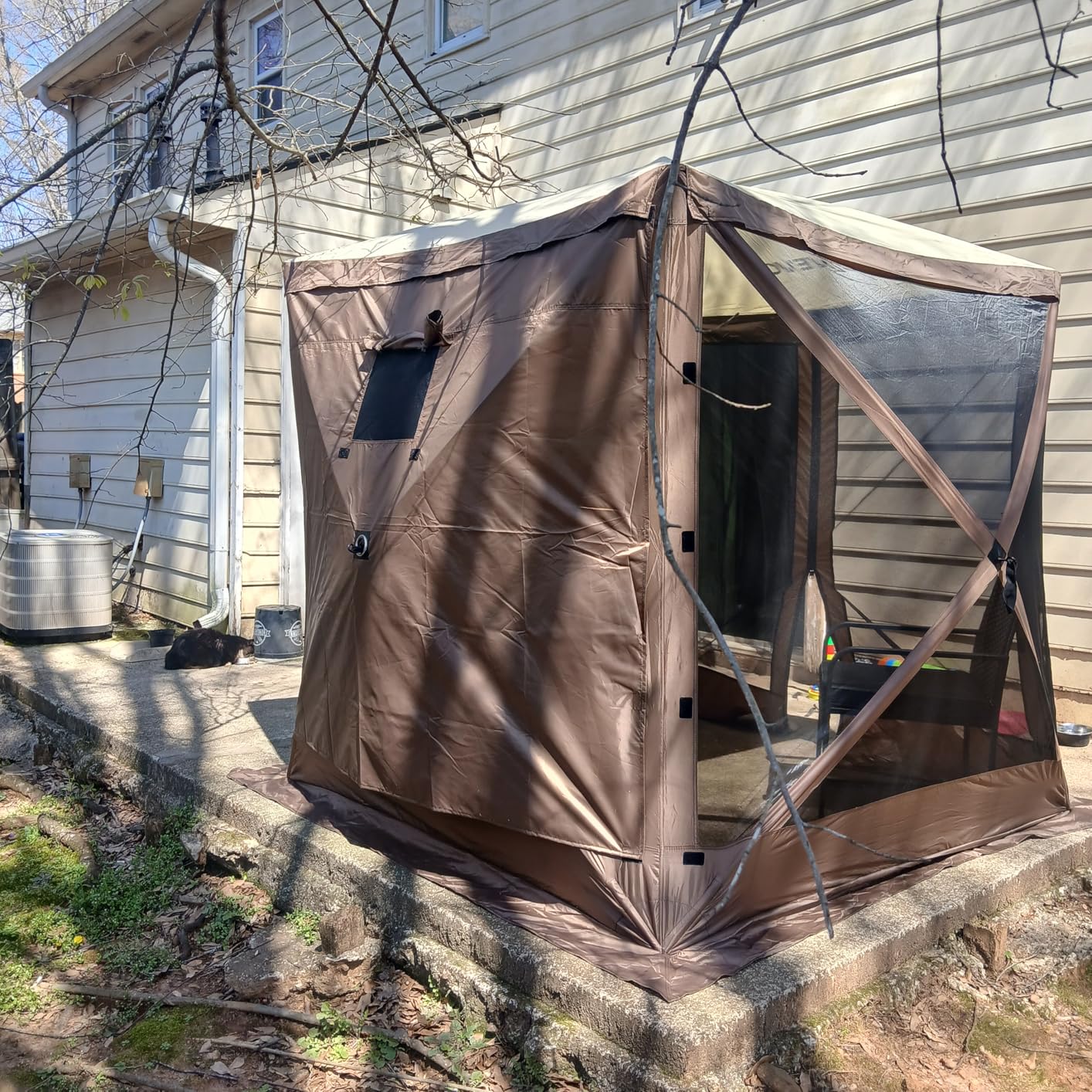 VEVOR Pop Up Gazebo Screen Tent, Pop-Up Instant Gazebo Tents with Mosquito Netting Outdoor Canopy, 6 Sided Sun Shelter 10x10ft with 6 Removable Wind Cloths & 2 Mesh Windows, Pavilion Tent for Patio customer photo 2