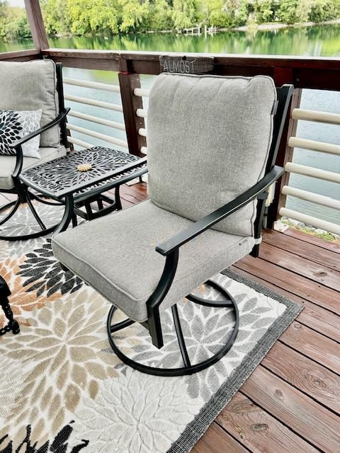 Grand patio 9-Piece Patio Dining Set for 8, E-Coated Outdoor Dining Set Swivel Patio Dining Chairs with Olefin Cushions & 1 Black Extendable Rectangular Table for 6-8 Person customer photo 2