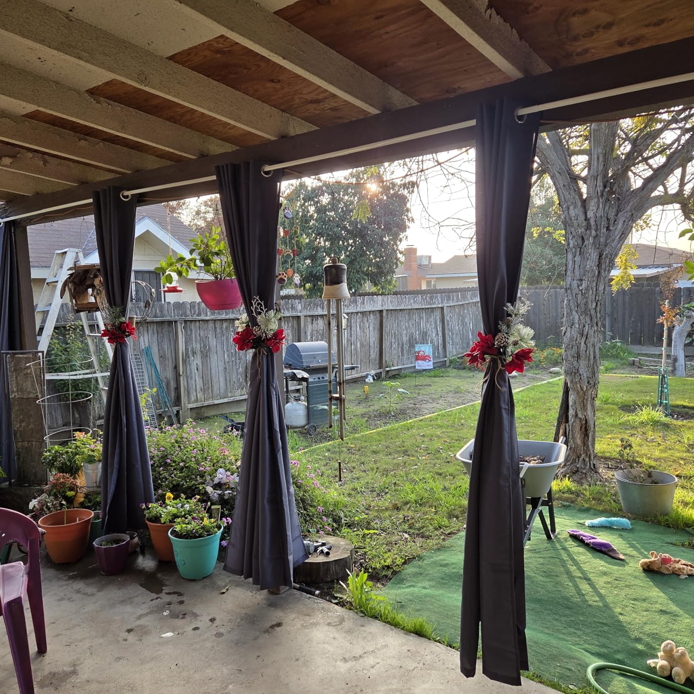 HolidayIdeas Grommet Outdoor Curtains for Patio Waterproof 8 Pcs All Weather Balcony Outside Curtain Drapes for Apartments, Gazebo, Pergolas, Porch, 54x84 Inch, Cream customer photo 1
