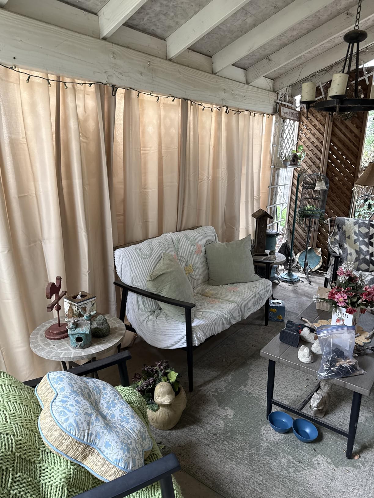 HolidayIdeas Grommet Outdoor Curtains for Patio Waterproof 8 Pcs All Weather Balcony Outside Curtain Drapes for Apartments, Gazebo, Pergolas, Porch, 54x84 Inch, Cream customer photo 2