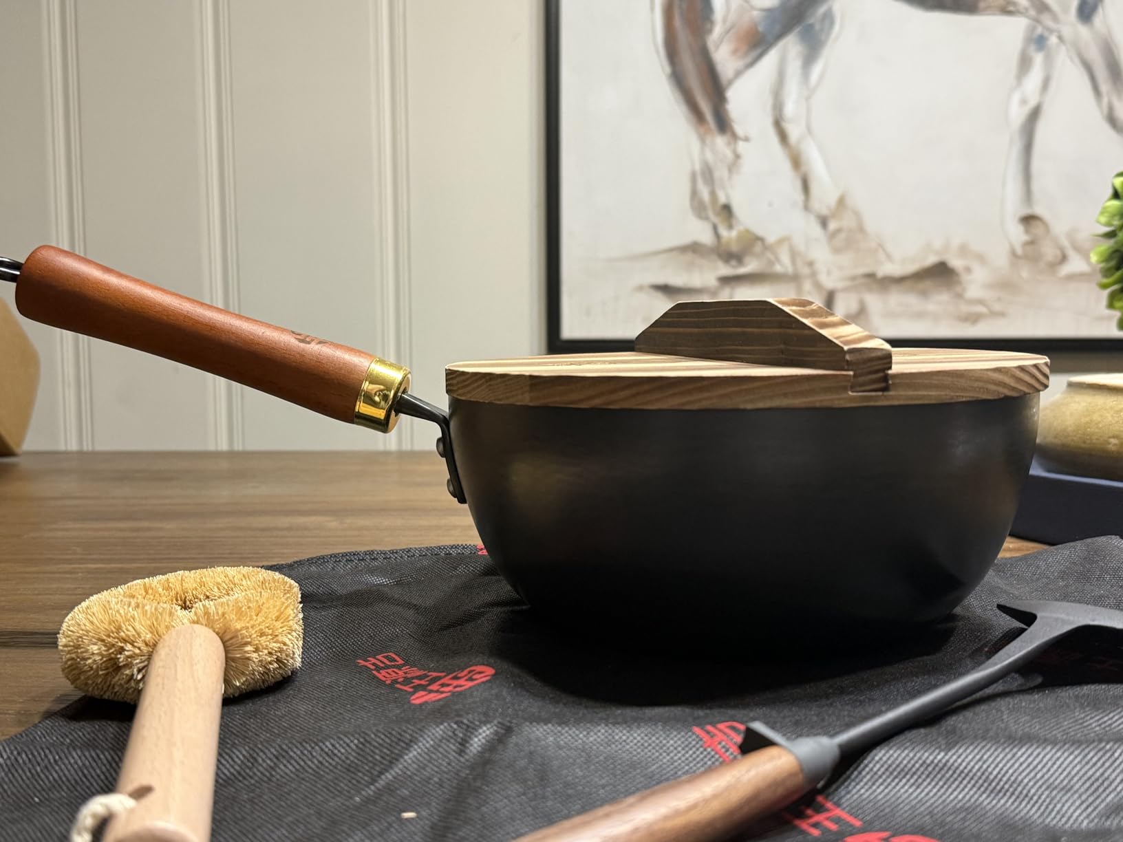 WANGYUANJI 10 Inch Carbon Steel Skillet, Hand-Hammered Frying Pan with Removable Handle No Chemical Coating, Flat Bottom Pow Wok Pan for Electric, Induction, and Gas Stoves (Seasoning Required) customer photo 2