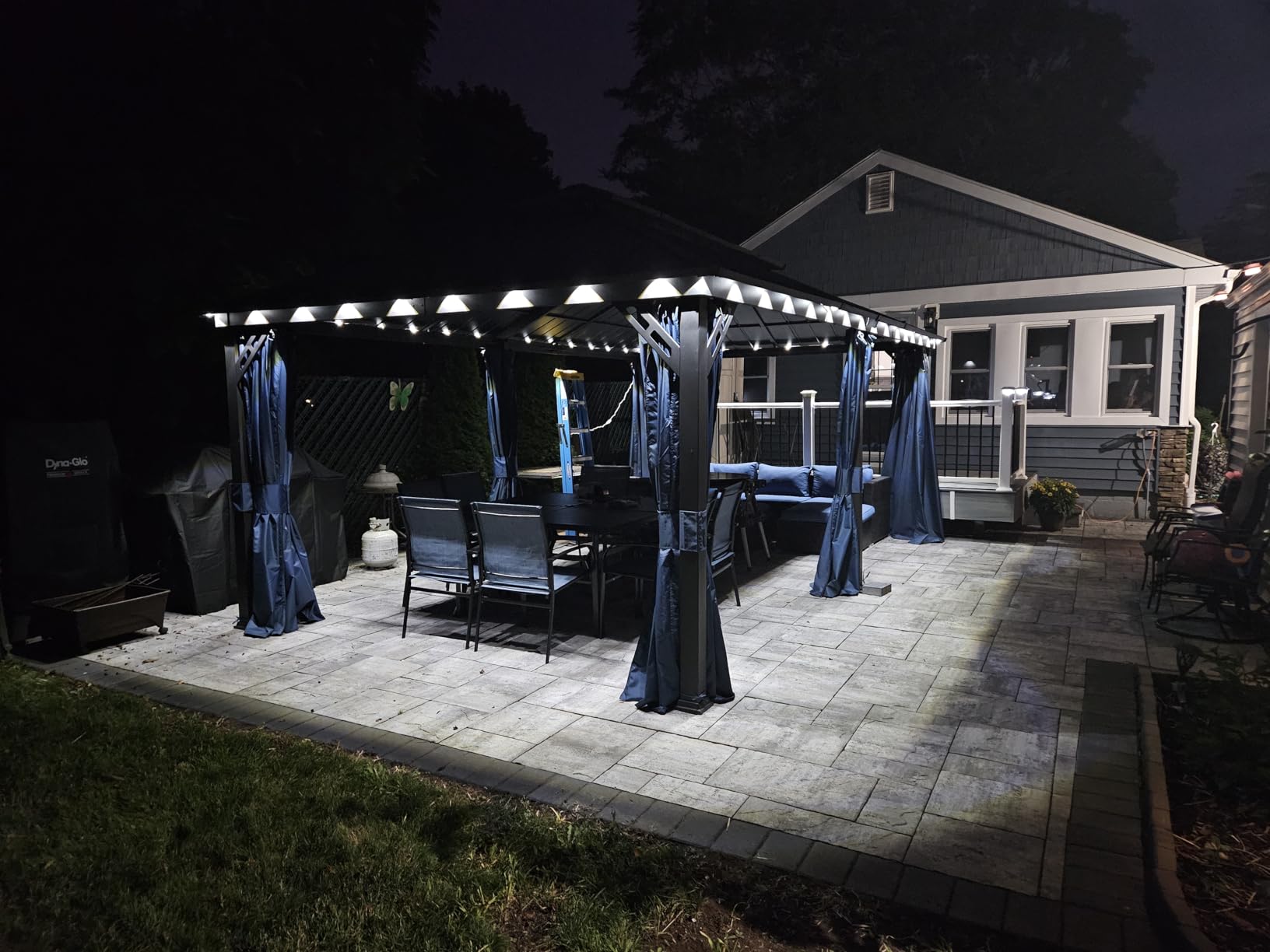 ALAULM 10'x 10' Hardtop Grill Gazebo, Outdoor BBQ Gazebo with Storage Shelves and Expansion Platform, Permanent Galvanized Steel Lean to Canopy with Grey-Black Metal Privacy Screen for Patio customer photo 1