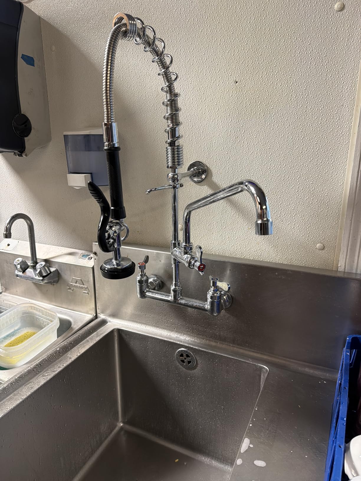 Commercial Faucet with Sprayer, Brass Chrome Wall Mount Restaurant Kitchen Sink Faucet 25