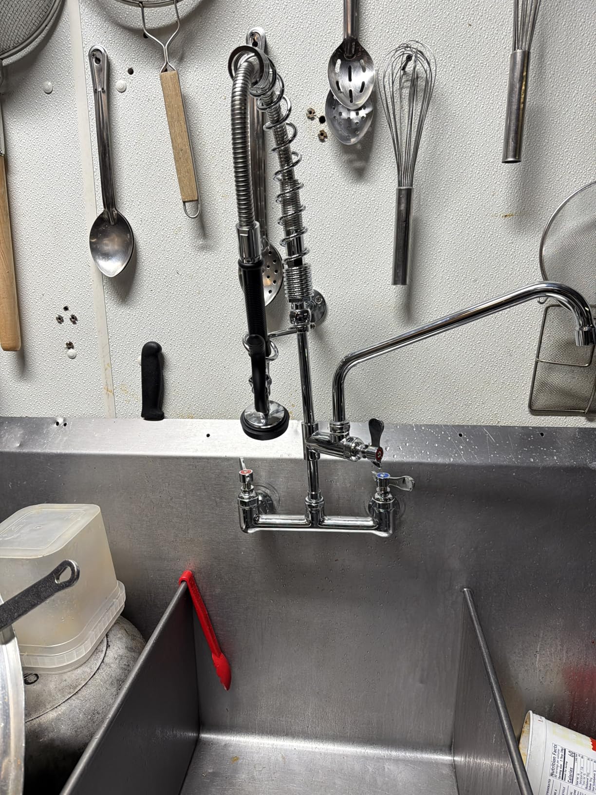 Commercial Faucet with Sprayer, Brass Chrome Wall Mount Restaurant Kitchen Sink Faucet 25