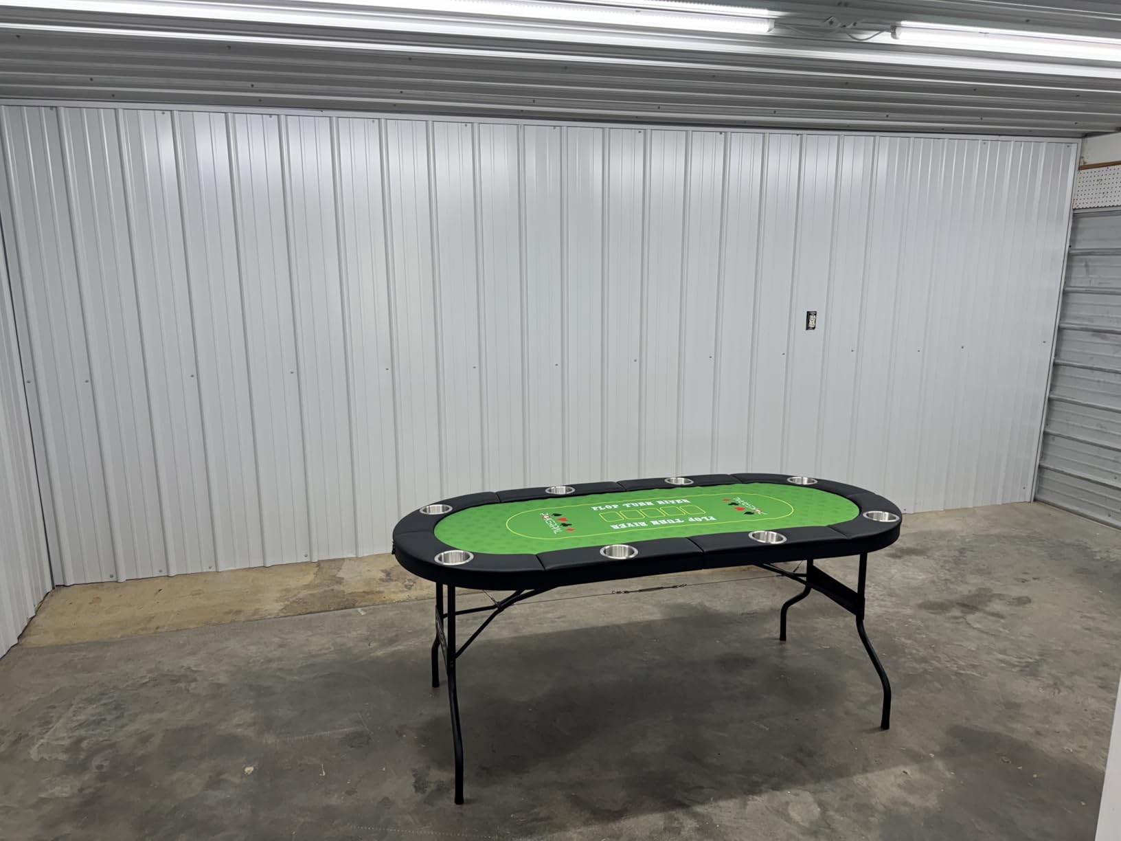 8 Player Poker Table with 2 Interchangeable Game mats, Texas Holdem Poker and Blackjack, Collapsible Casino Table with Padded Rails and XXL Cup Holders for Wine and Whiskey Glasses, (71 in) customer photo 2