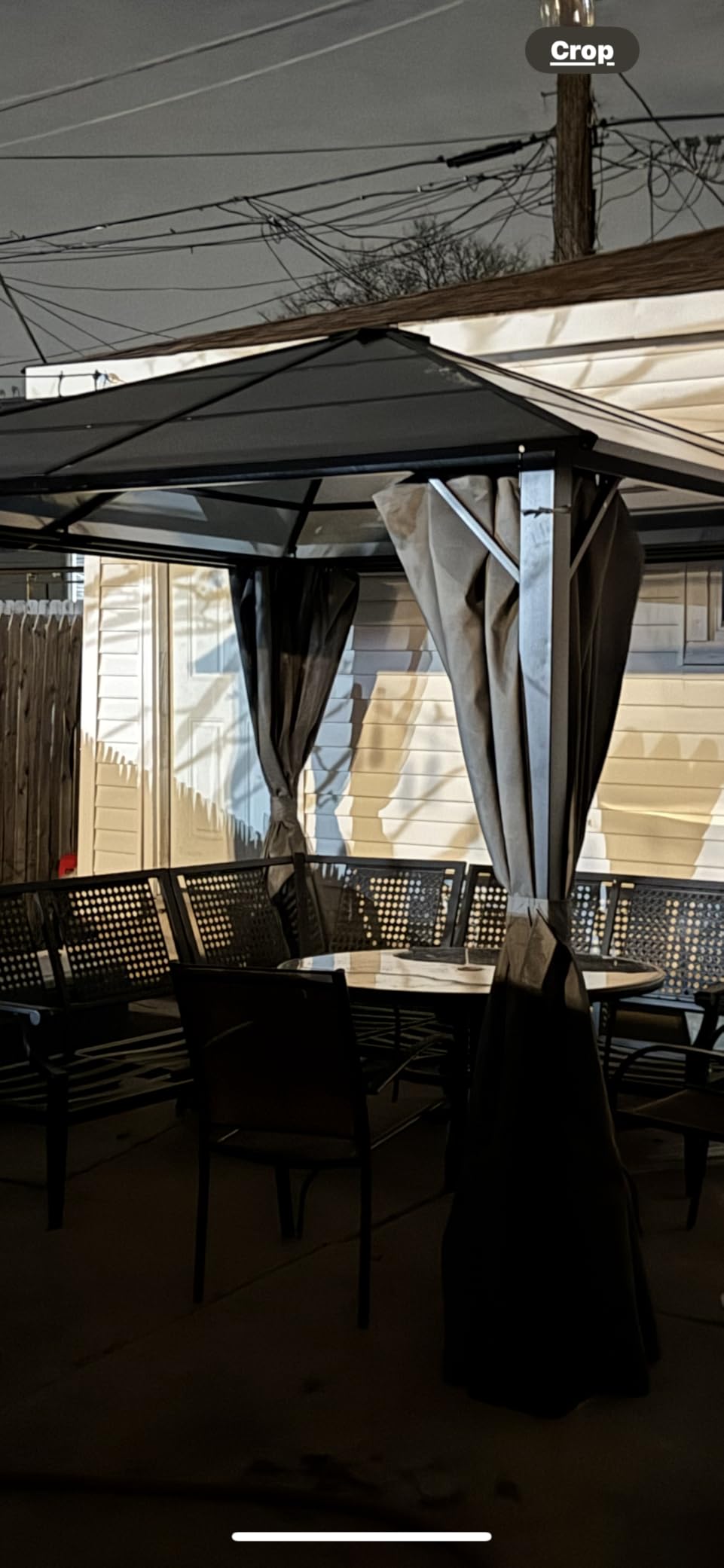10x10FT Gazebo Hardtop, Outdoor Patio Gazebos with Polycarbonate Roof & Steel Frame, Outdoor Pavilion with Gray Curtain&Netting for Backyard/Lawn/Garden/Deck customer photo 2