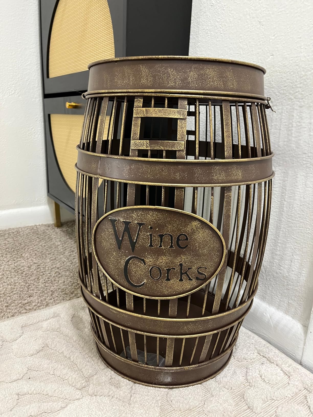 Wine Barrel Table - Cork Catcher Accent Table. Cork Holder Decorative and Storage - 3000 Corks - Large customer photo 1