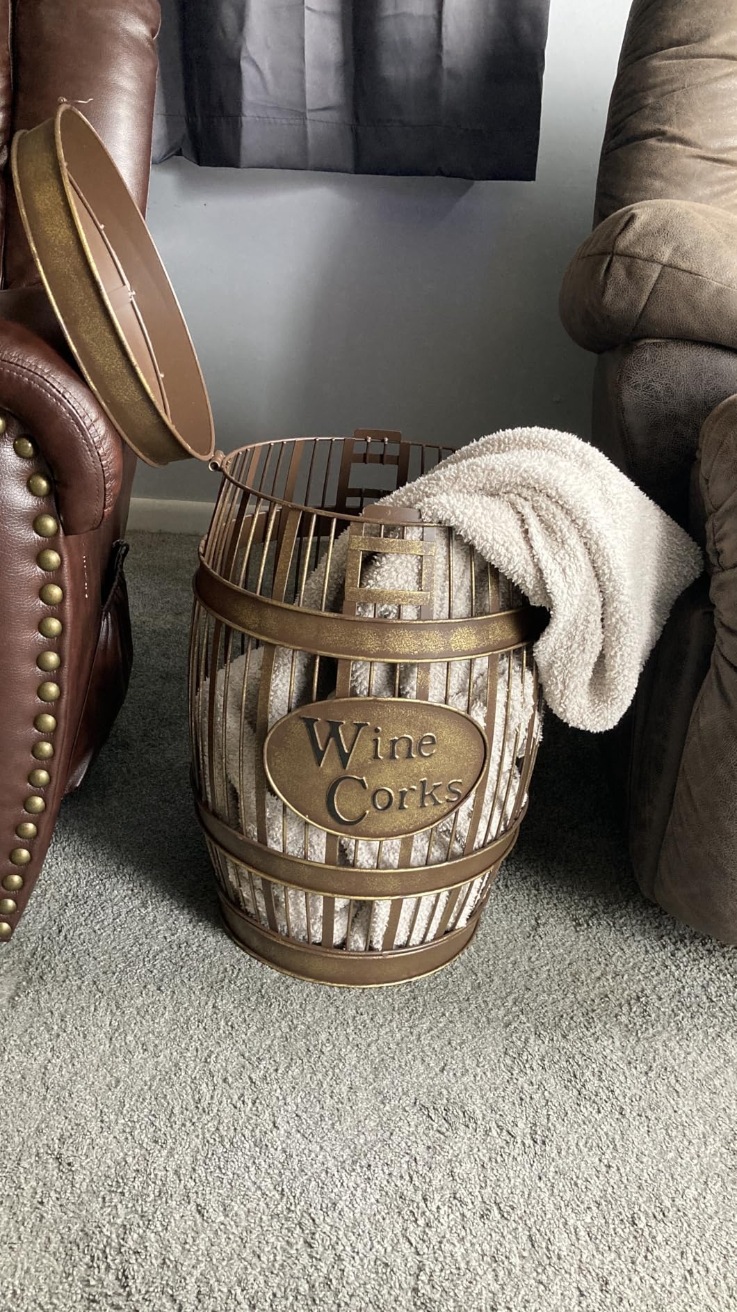 Wine Barrel Table - Cork Catcher Accent Table. Cork Holder Decorative and Storage - 3000 Corks - Large customer photo 2