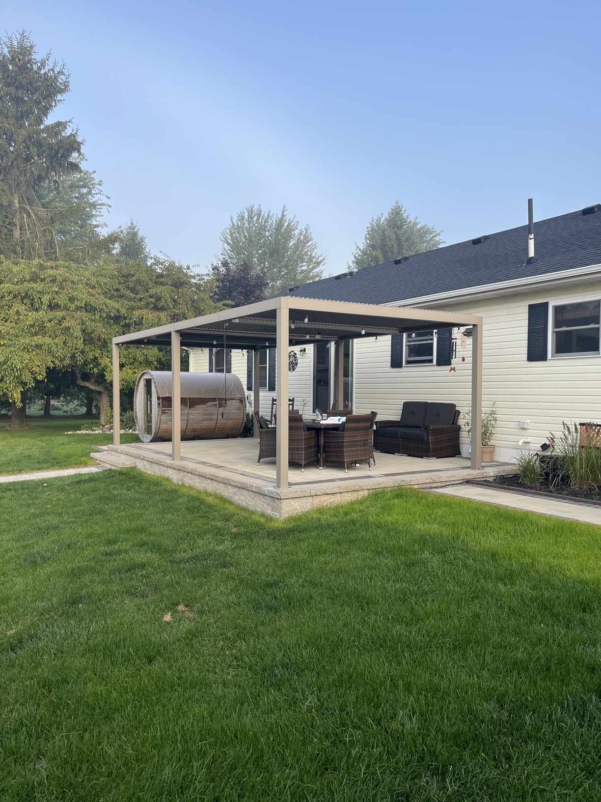 PURPLE LEAF Louvered Pergola 12' x 24' Outdoor Hardtop Gazebo Adjustable Aluminum Sun Shade for Deck Garden Backyard Patio Retractable Roof Canopy customer photo 1
