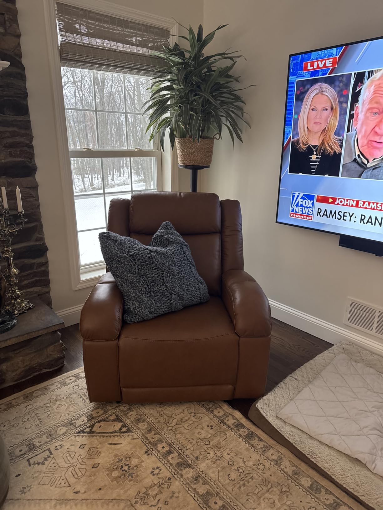 Watson & Whitely Genuine Leather Power Recliner Chairs for Adults, Wall Hugger RV Recliner with Power Headrest & Charging Ports, Electric Recliner Sofa Chair for Living Room, Cream customer photo 1