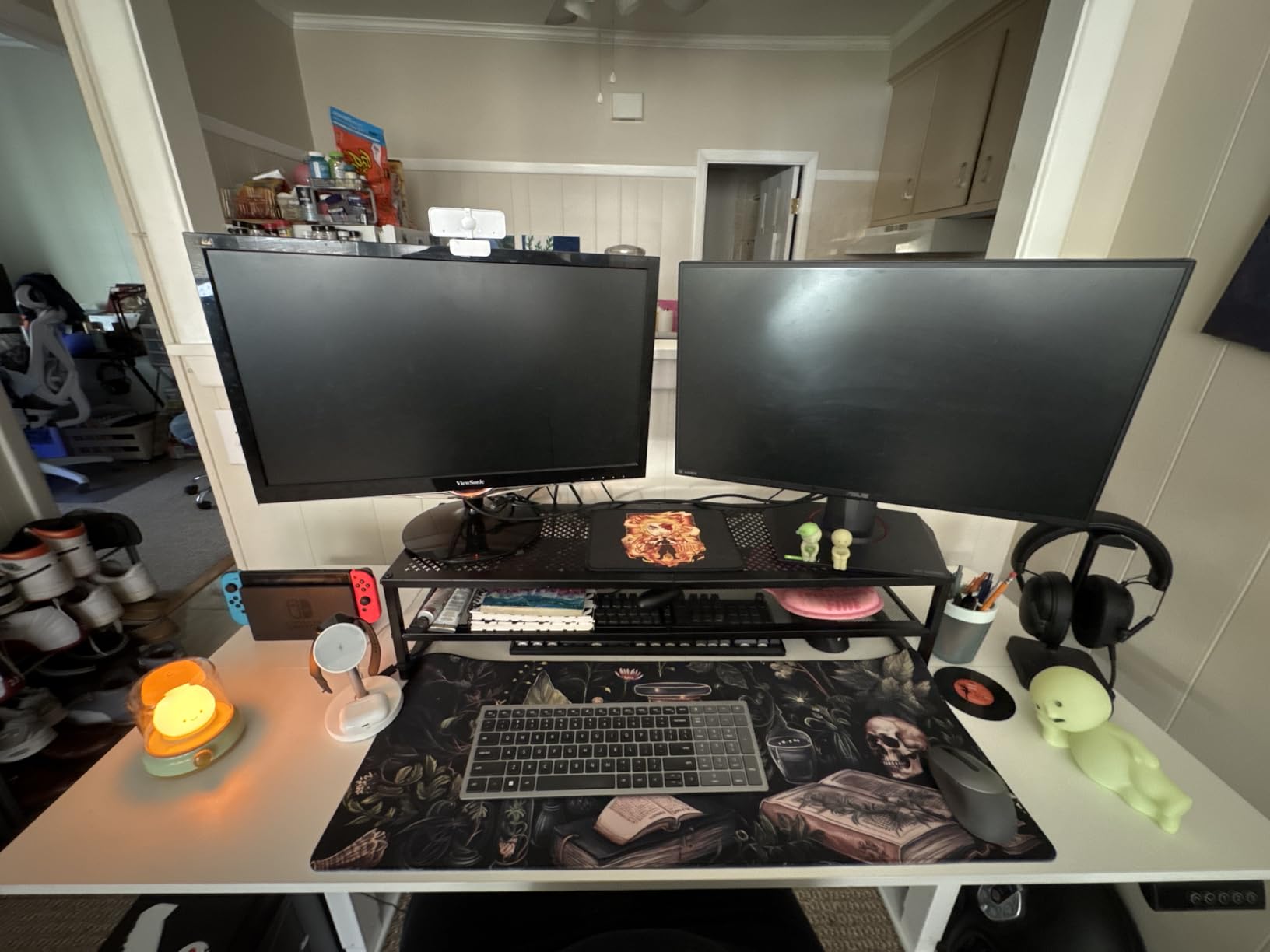 Veken 55 Inch Large Electric Standing Desk,Sit to Stand Up, Heights Adjustable, Work Home Office Computer Table for Study, Walking Pad, Writing, and Games, Wooden Desktop Desks, White customer photo 2