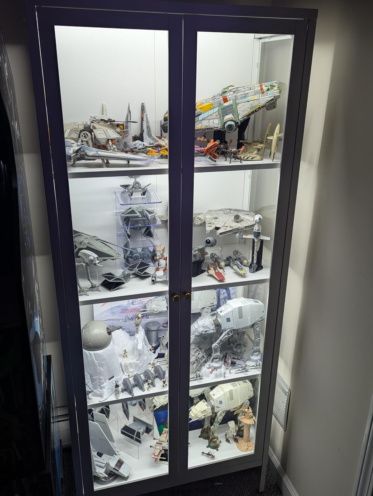 Glass Display Cabinet 4-Tier, Display Cabinet with Glass Doors, Curio Cabinet with Tempered Glasses Doors,Metal Storage Cabinets for Living Room, Plant, Assembly Required, Black customer photo 1