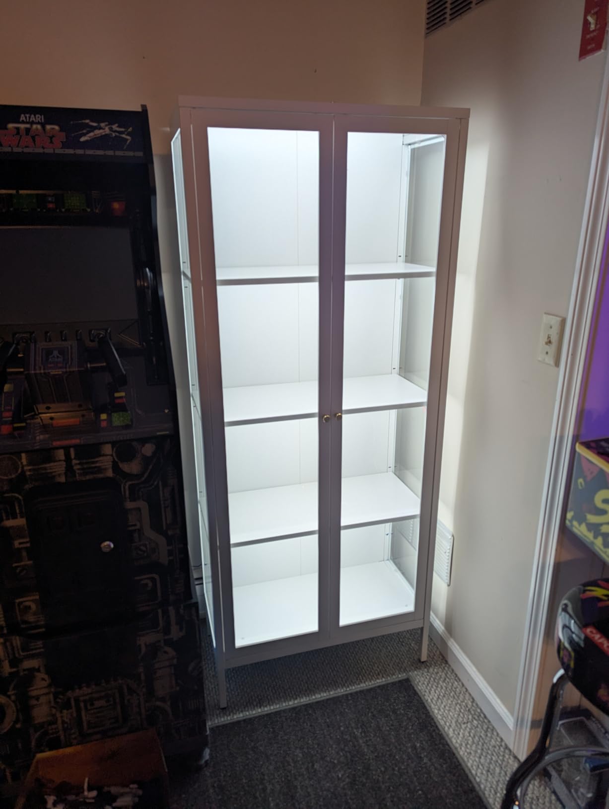 Glass Display Cabinet 4-Tier, Display Cabinet with Glass Doors, Curio Cabinet with Tempered Glasses Doors,Metal Storage Cabinets for Living Room, Plant, Assembly Required, Black customer photo 2