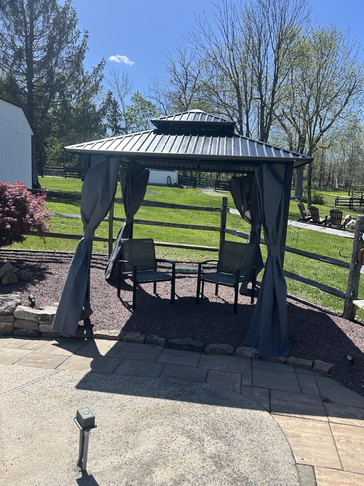 8.5'x8.5' Hardtop Gazebo, Outdoor Double Roof Galvanized Steel Gazebo, Aluminum Frame Permanent Pavilion with Curtains & Netting for Backyard, Patio, Deck customer photo 2