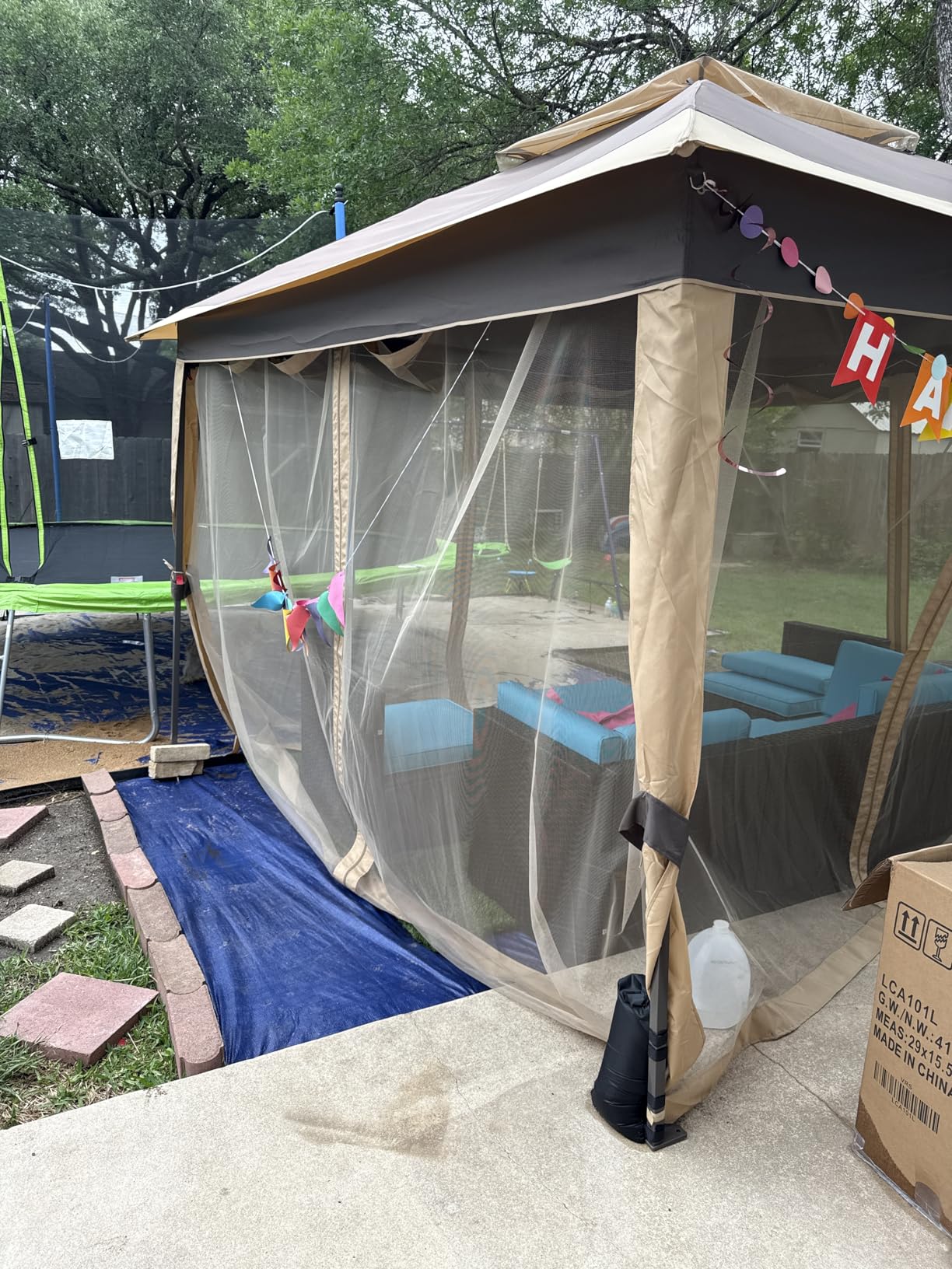 Garveelife 11x11 Pop Up Gazebo Tent with Mosquito Netting, Outdoor Canopy Shelter Easy Setup, Water & UV Resistant - Khaki customer photo 2