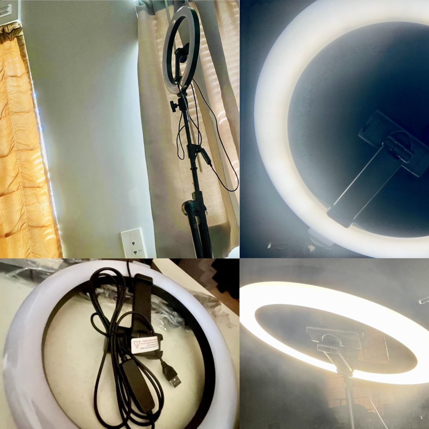 LUXSURE Ring Light with Stand for Desk, Adjustable Overhead Phone Mount with 10