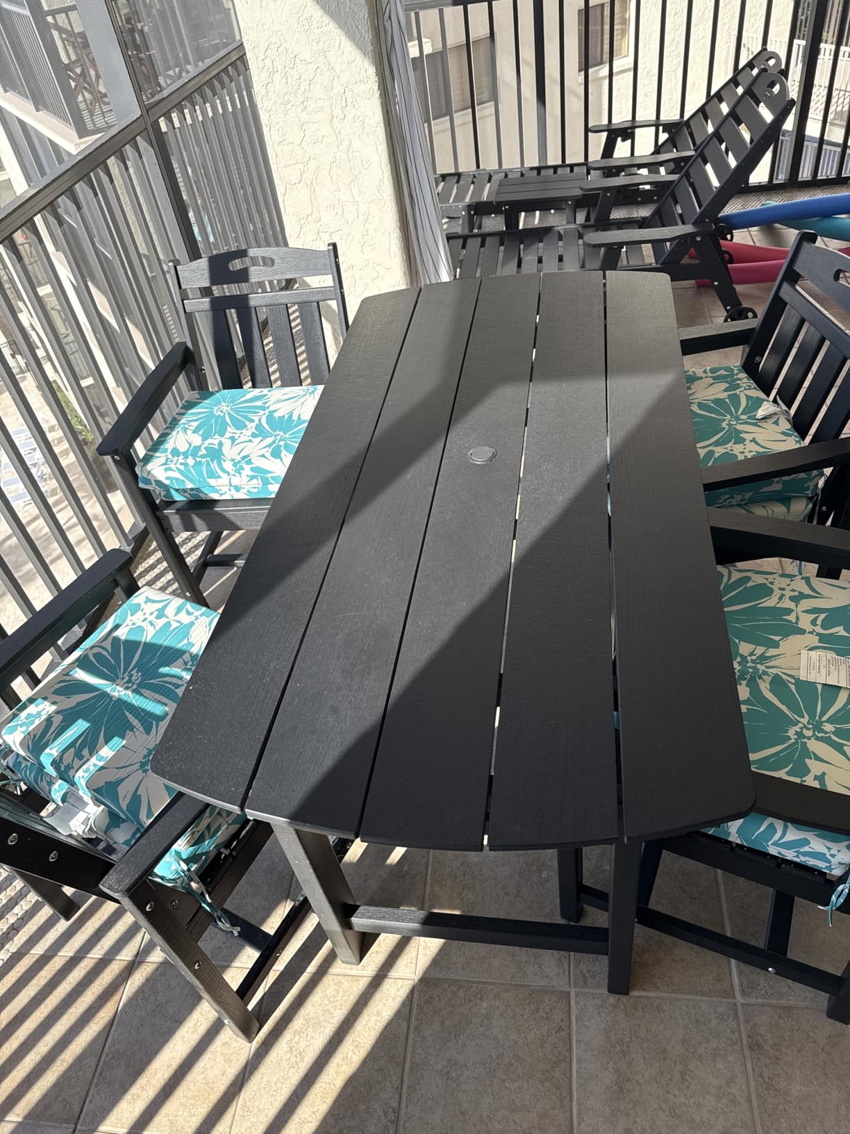 HDPE Outdoor Patio Dining Set with Table & 6 Chairs, All-Weather 7-Piece Outdoor Table and Chairs, 2