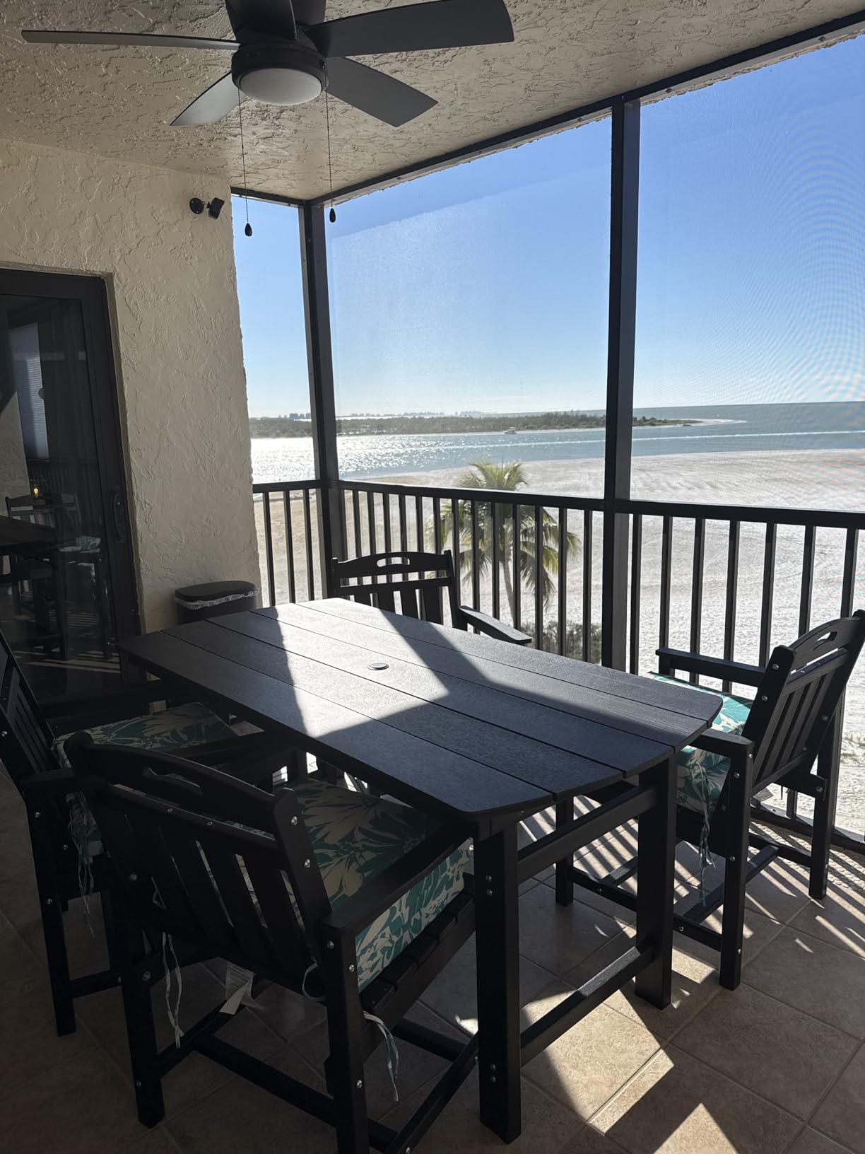 HDPE Outdoor Patio Dining Set with Table & 6 Chairs, All-Weather 7-Piece Outdoor Table and Chairs, 2