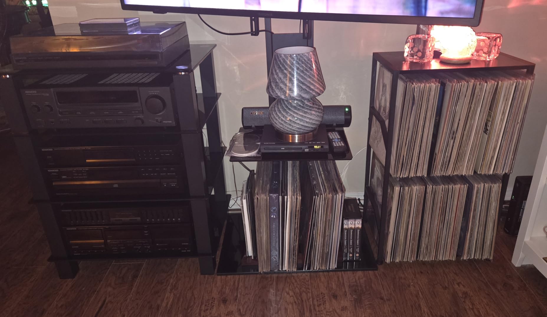 Record Player Stand, Vinyl Record Storage Up to 200 Albums, 3 Tier End Table with Removable Dividers, Tall Side Table for Living Room customer photo 2